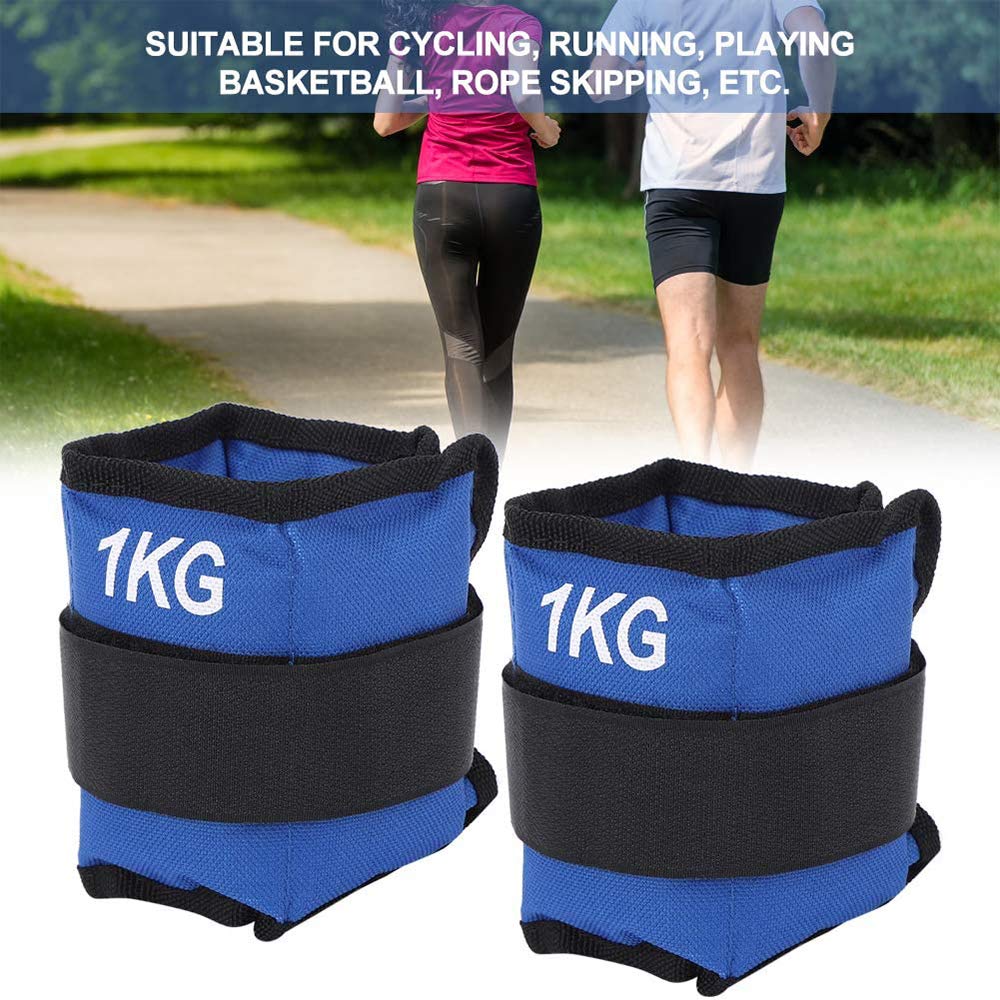 1 Paio Peso Caviglia Panno di Oxford/Sabbia di Ferro/Cinturino da Polso Regolabile per Fitness, Jogging, A Piedi, Esercizio, Palestra, Formazione/Blu