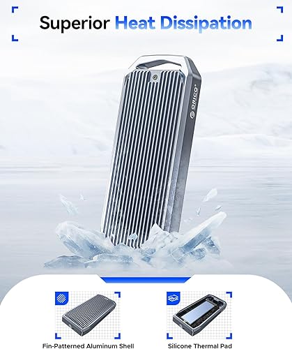 Miniatura 4 de ORICO USB4 40Gbps M.2 SSD Enclosure, Supports Up to 8TB M.2 NVMe SSDs, Finned Aluminum Alloy Case, USB-C to USB-A&C 2-in-1 Cable, Plug and Play,