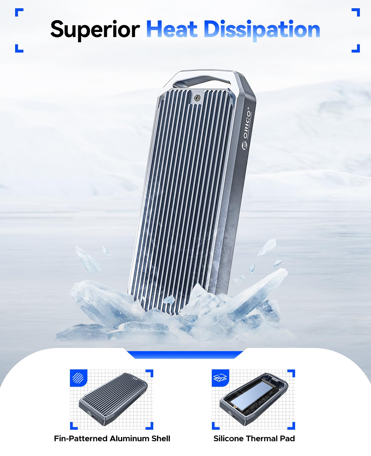 Carcasa para SSD M.2 USB4 de 40 Gbps, soporta SSD M.2 NVMe de hasta 8 TB, funda de aleación de aluminio con aletas, cable USB-C a USB-A y C 2 en 1, Plug and Play, compatible con Thunderbolt 3/4, 4