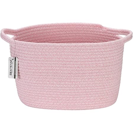 Sea Team Oval Cotton Rope Woven Storage Basket with Handles, Diaper ...
