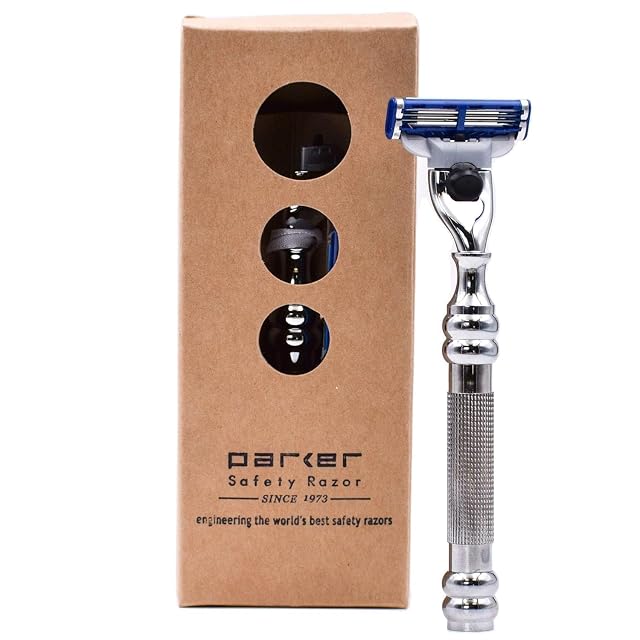 Parker 43M All-Metal Razor Gillette Mach 3 Compatible Razorr Accepts All Gillette Mach 3 Trriple Blade Cartridge Refills
