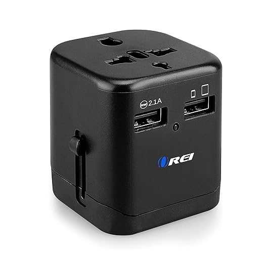 OREI Worldwide Universal Travel Adapter with Dual USB Ports (2.1A Smart Plug Charging) - All-in-One, 100V-250V Plug - International Plug Adapter for Cell Phones, Tablets, Camera - 5 Years of Warranty