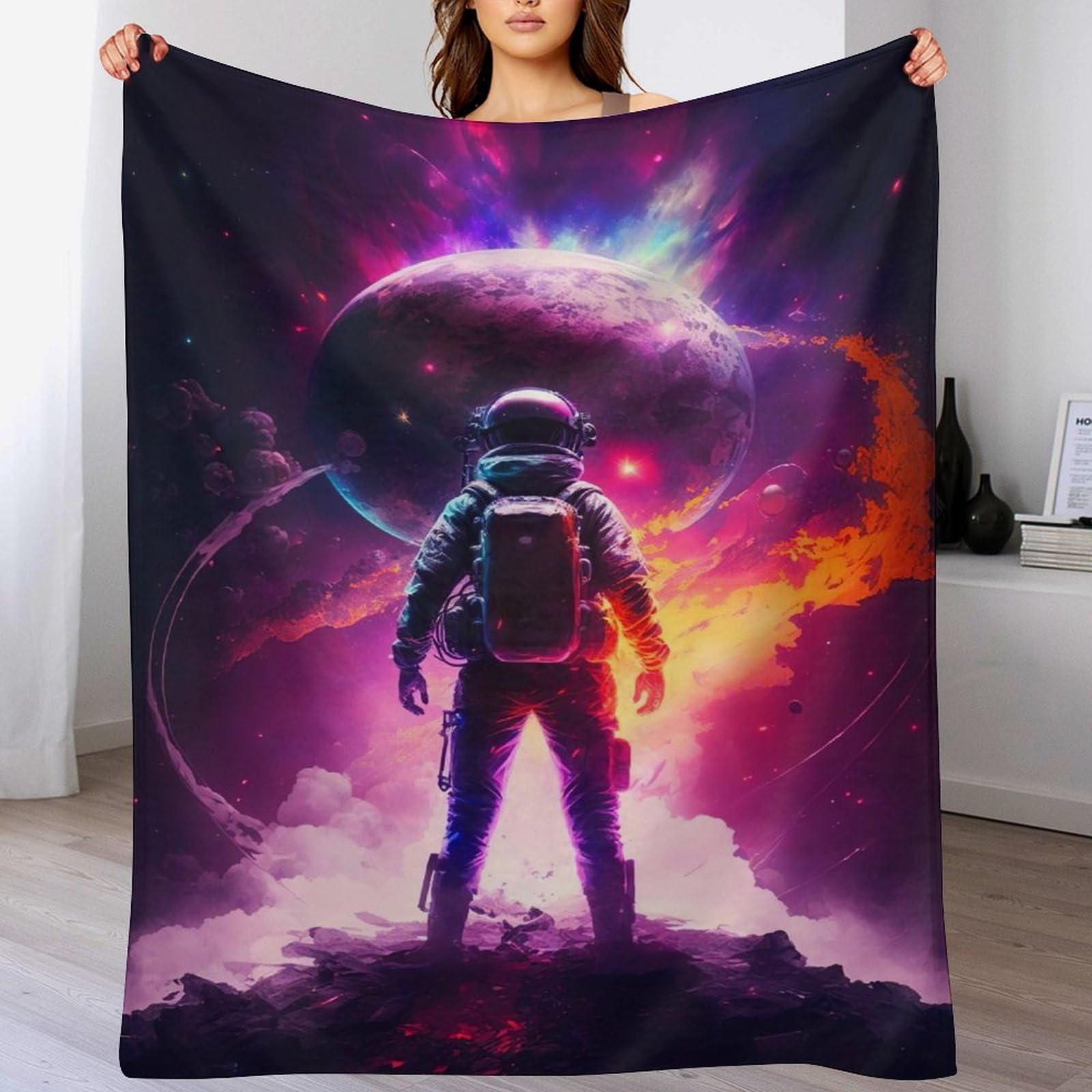 Couverture astronaute flannel polaire douce, une idée cadeau parfaite pour le salon