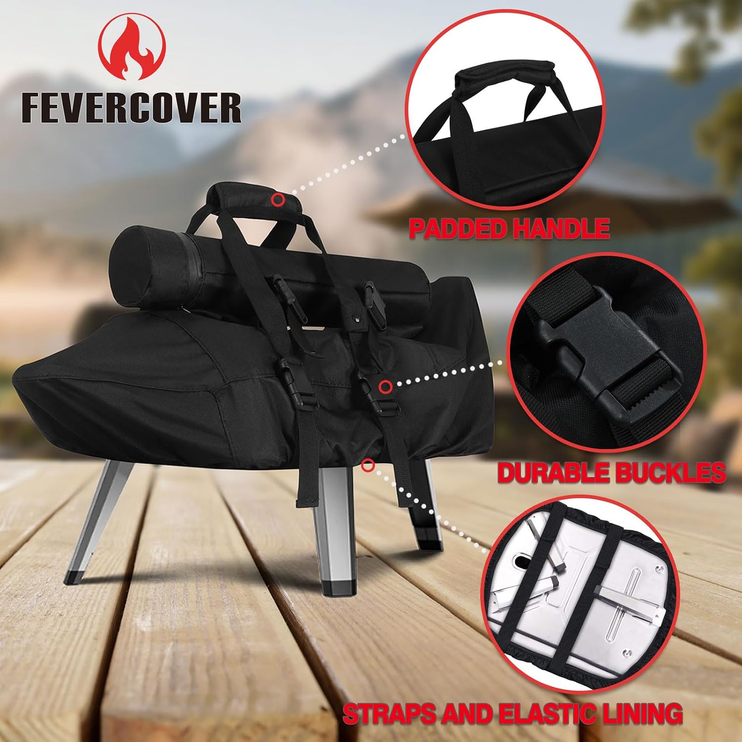 Carry Cover for Ooni Karu 12, Heavy Duty Waterproof Pizza Oven Cover with Separate Chimney Bag for Pizza Maker