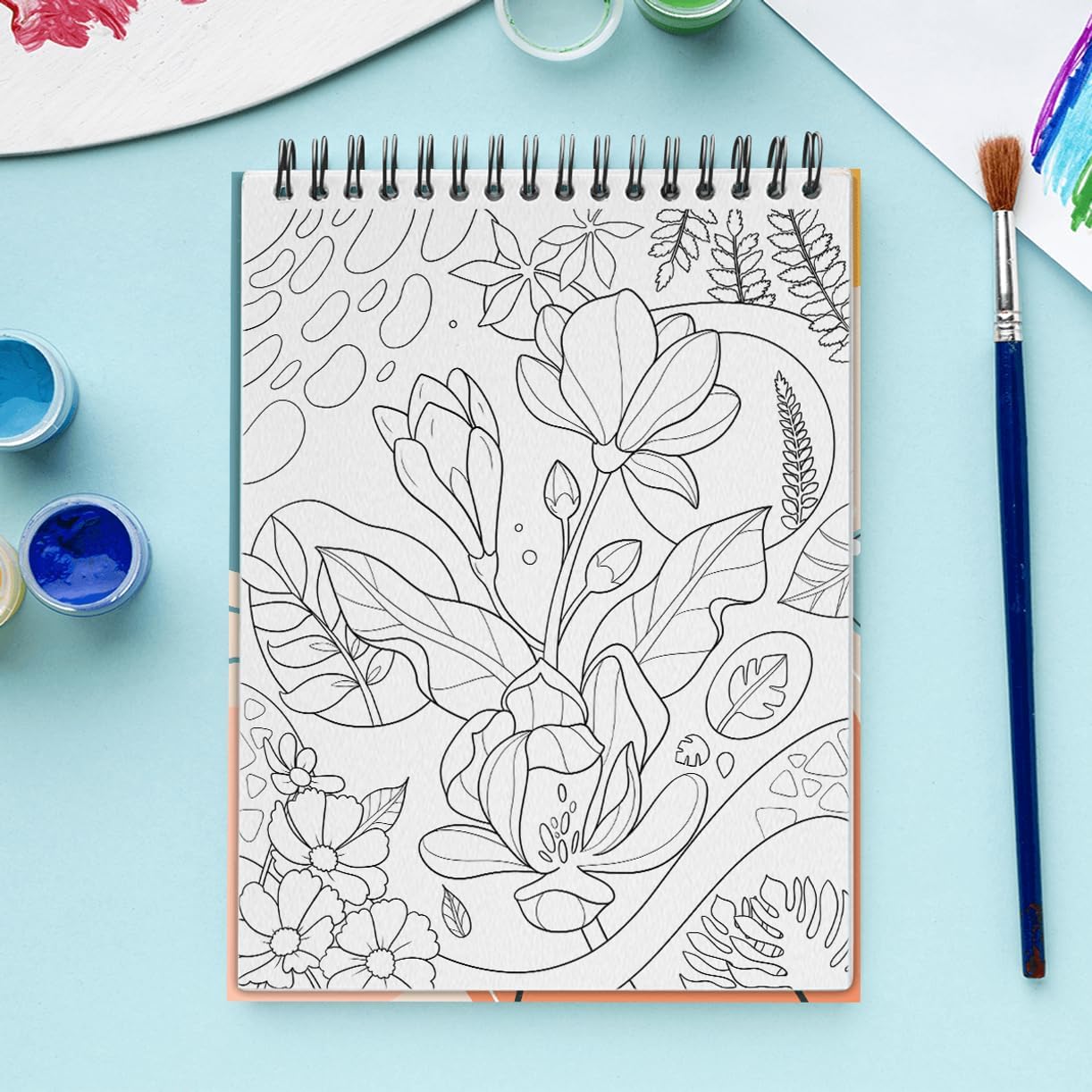 SOUTHERN LOTUS Flower Minimalist Art Coloring Book Spiral Hardcover Floral Patterns Abstract Lines Vintage Aesthetic Relaxing Large Print Pages for Adults Relieve Stress