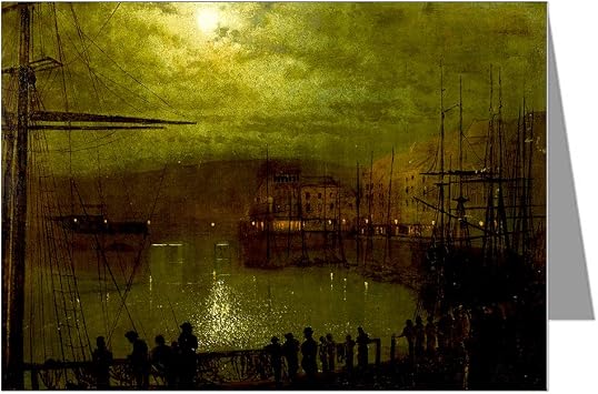 Single Vintage Greeting Card of John Atkinson Grimshaw Victorian Painting of London Street Scene Titled View of Whitby
