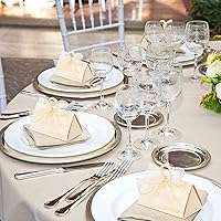 Vista 5 de Yopay 30 Pack Wedding Favor Boxes, Small Gift Boxes for Guest with Handle, White Elegant Chocolate Treat Candy Boxes with Gold Trimmed Ribbons