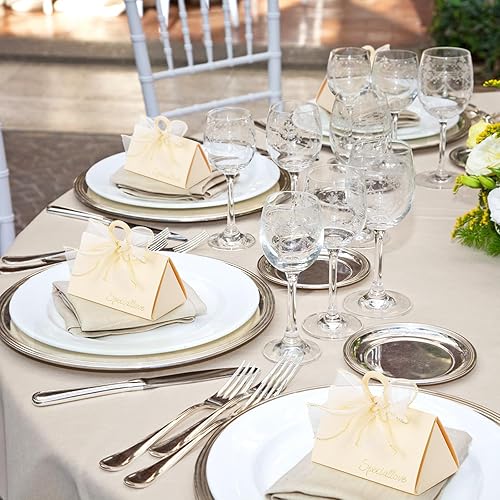 Miniatura 5 de Yopay Paquete de 30 cajas de regalo de boda, pequeñas cajas de regalo para invitados con asa, elegantes cajas de dulces de chocolate blancas con