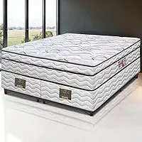 Cama inBox Moderne Cama Box Queen Size Bipartida Ortopédico, Espuma D45, Branco com Cinza, 158x198x63 cm