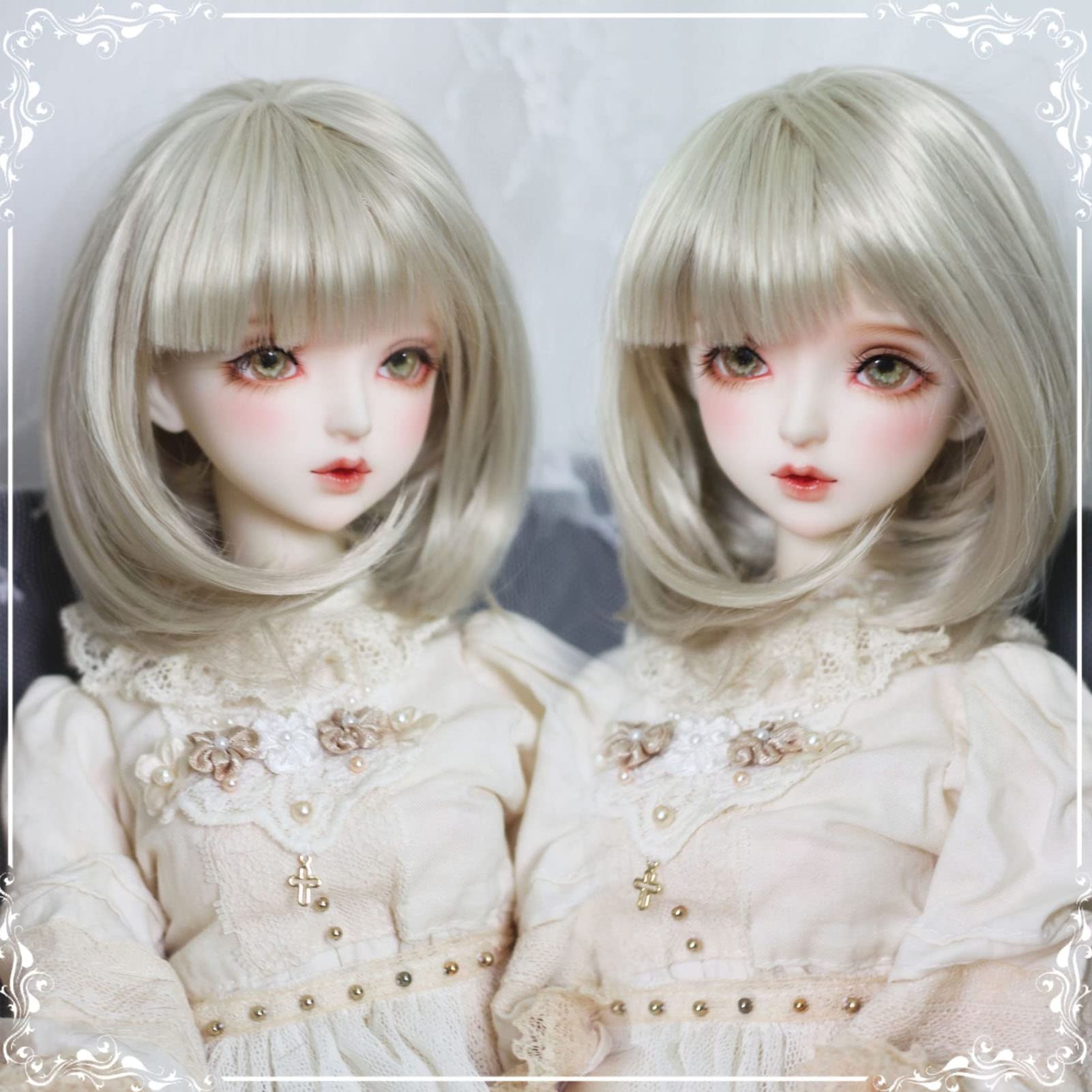 1/3 BJD Doll Peluca - Cabello recto con hombros rectos (Verde Matcha)