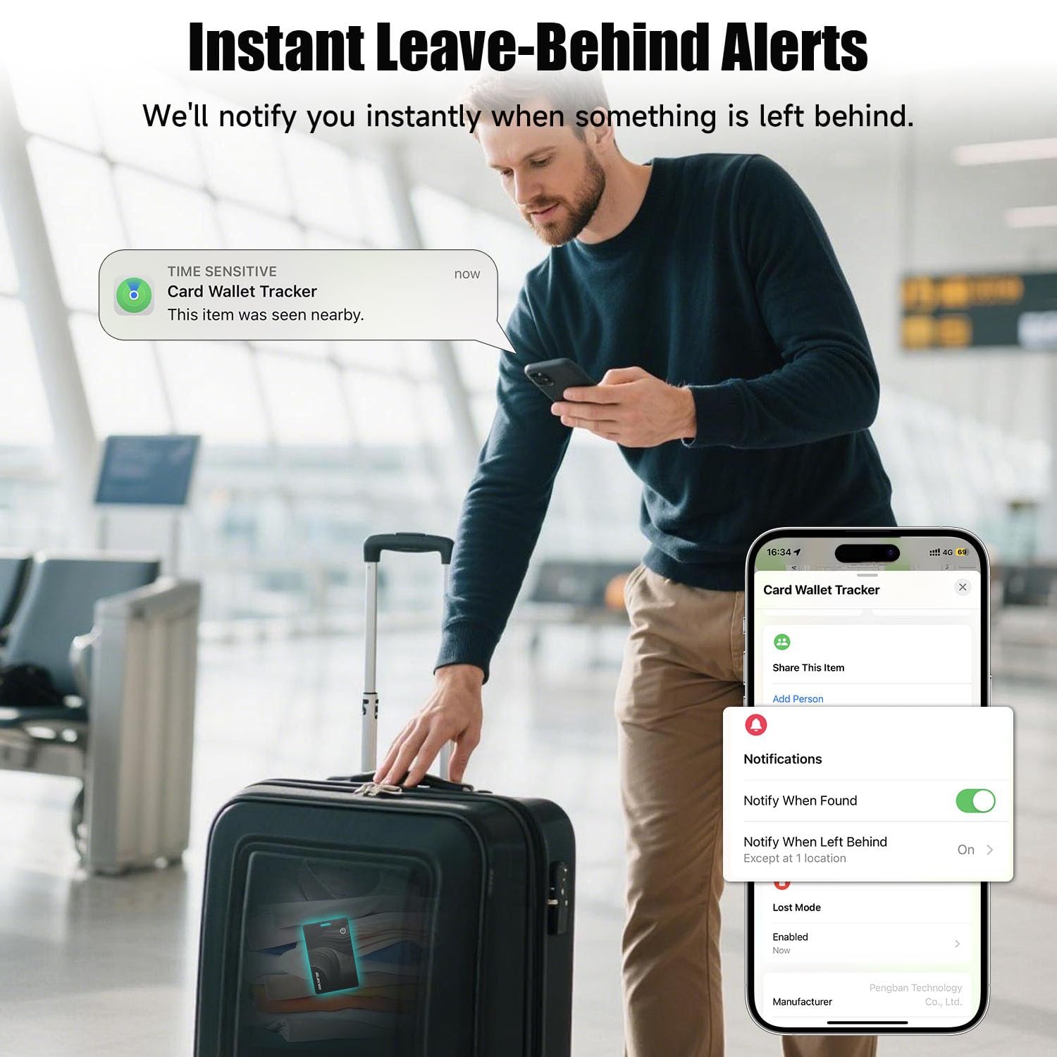 ELECGO Scheda di monitoraggio del portafoglio per Apple Find My (solo iOS), carta di monitoraggio di ricarica wireless, IP68 impermeabile Tracker Card Item Finder Tracking in tutto il mondo per