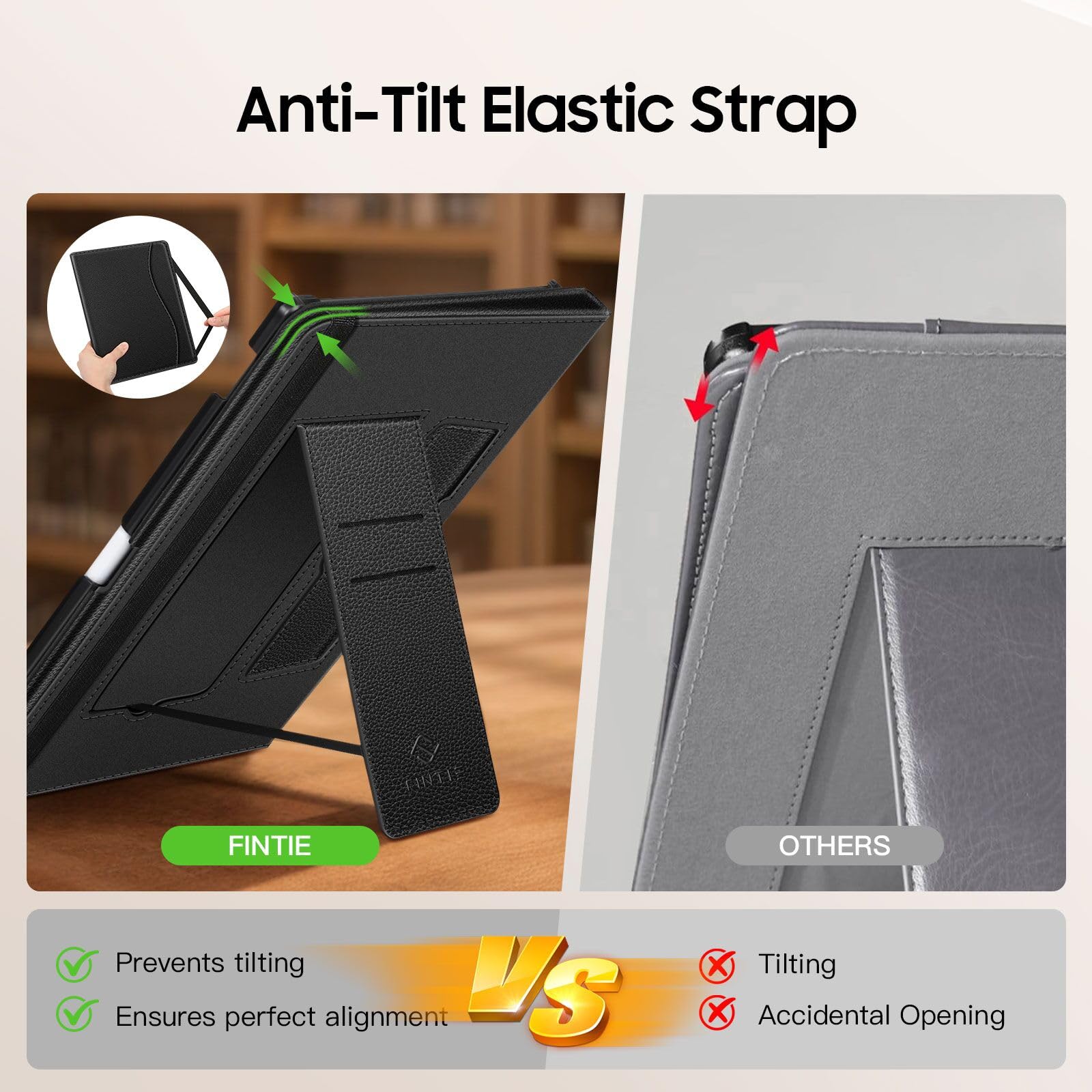 FINTIE Custodia per 11" Kindle Scribe (3ª Generazione, 2025) & Kindle Scribe Colorsoft (1ª Generazion, 2025) - Protettiva Supporto Stand Cover con Slot per schede & Hand Strap, Nero - 5