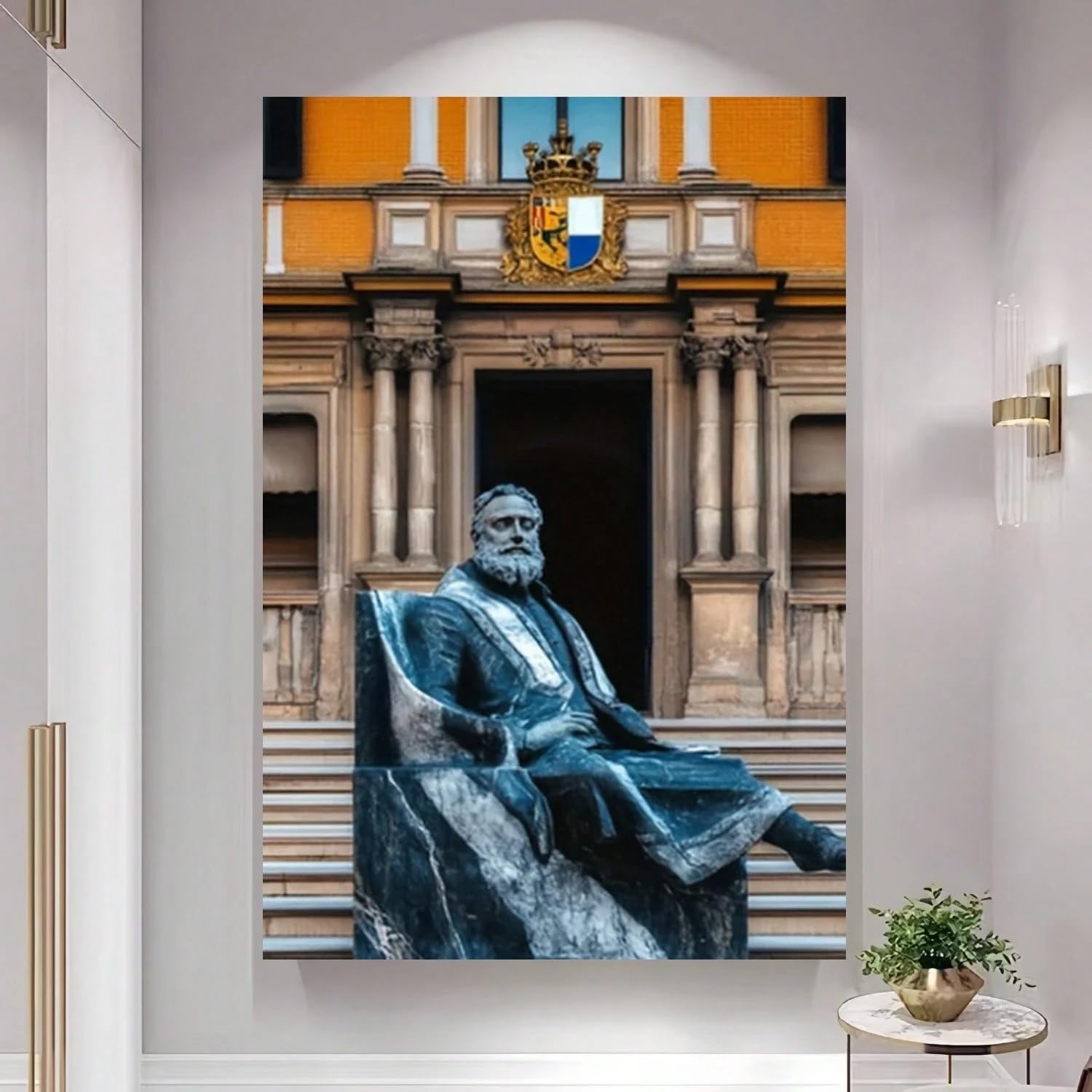 VCBNUGH Decorazione murale con scultura, stampa su tela di statua, stampa su tela, decorazione per camera da letto/soggiorno (50x70 cm/con cornice)