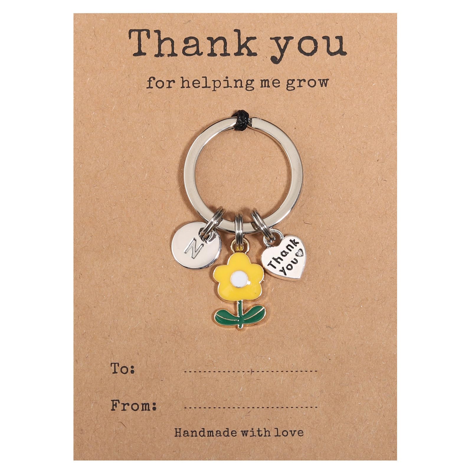 GINAZL Teacher Appreciation Gifts in Bulk Flower Intial Keychain Teacher personalized gifts