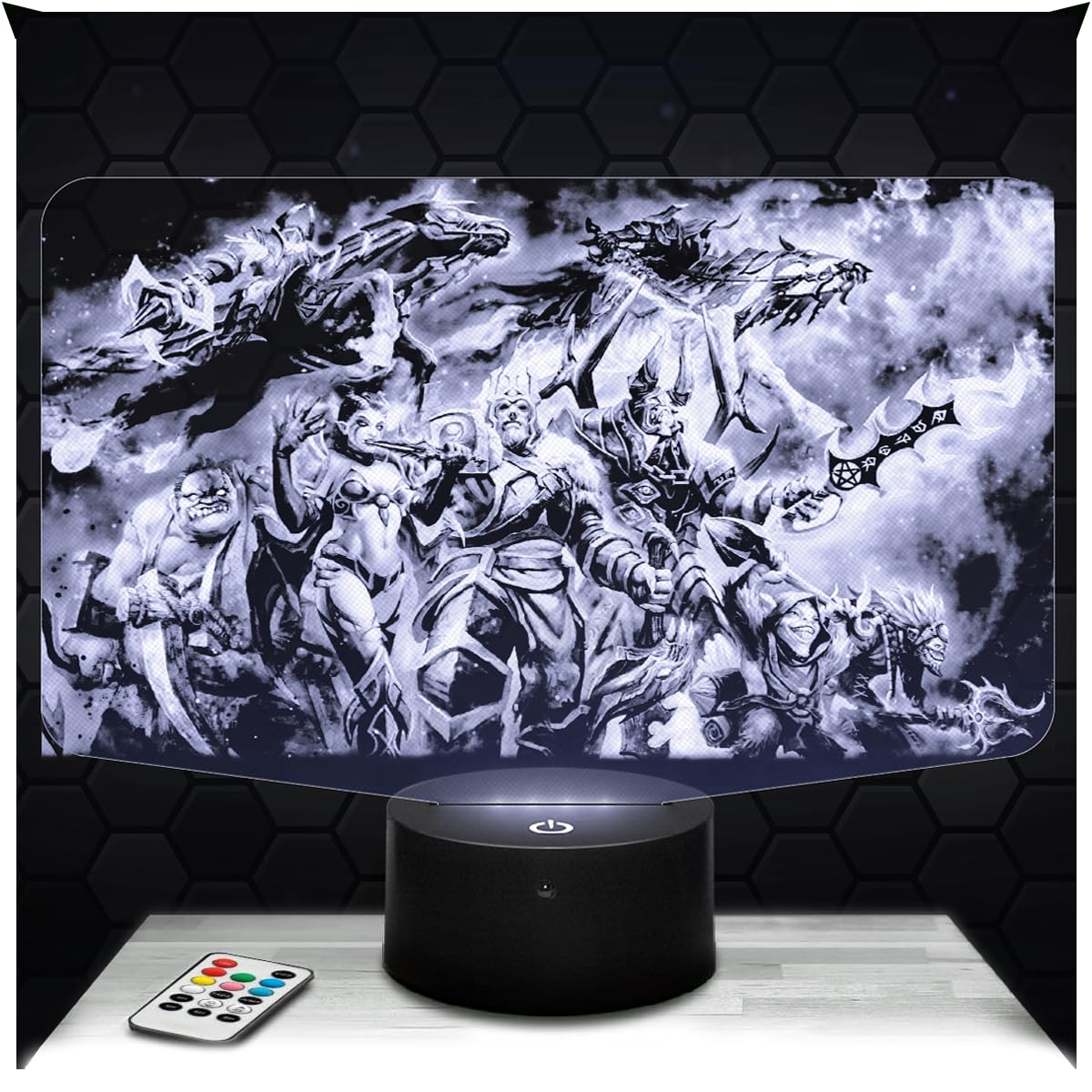 Lampephoto.fr - 3D Lamp Do ta 2 Multiplayer RTS Video Game Geek Gift for Men, Gamer, Touch LED Night Light, 3D Hologram Effect, Christmas Birthday Gift Idea for Men and Women