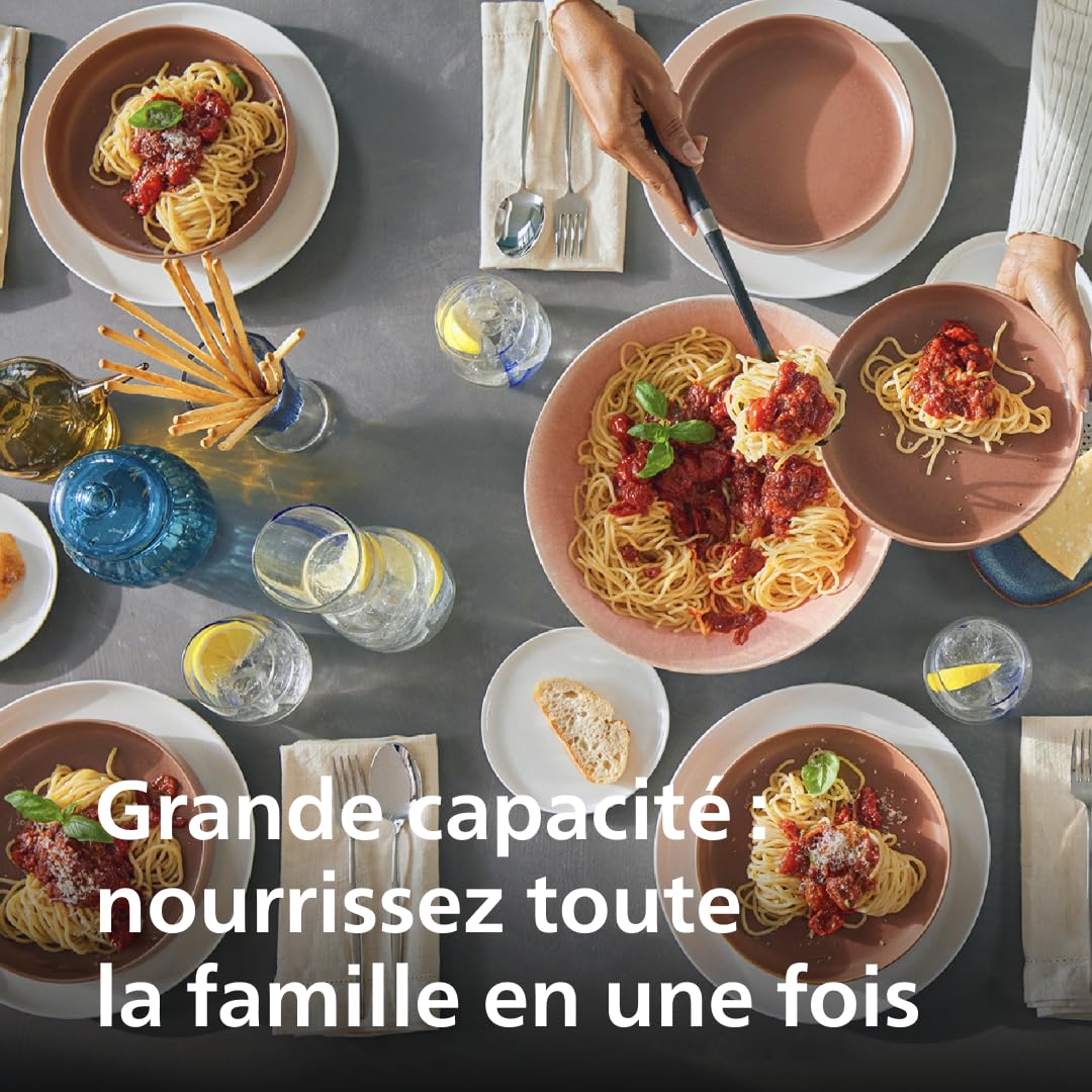 Philips Machine à Pâtes Série 7000 - Technologie ProExtrude, Pasta maker avec pesée automatique, 8 formes, Nettoyage Facile, Jusqu'à 8 Portions, 200W, Noir (HR2665/93)
