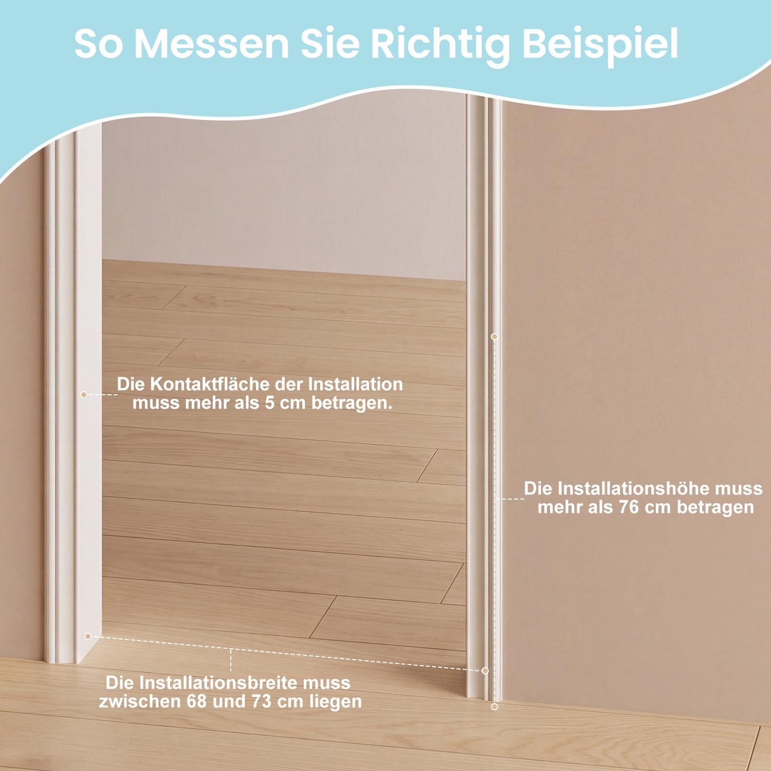 YEAUPE PRO Türschutzgitter Ohne Bohren 68-73 cm Babygitter Treppenschutzgitter beidseitig zu öffnen Selbstschließend Weiß