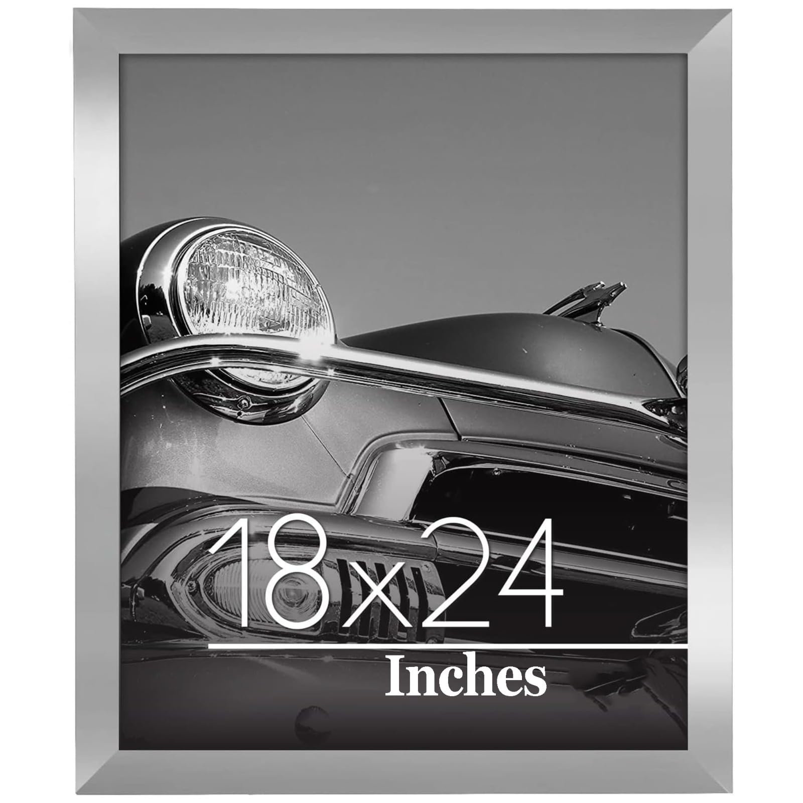 Black Poster Frame A1 A2 A3 A4 A5 A6 Wooden Portrait & Horizontal Wall Photo Frame Durable Acrylic Plexiglass Photos Canvas Pictures Frame for Home Decoration (Silver, 24x18'' (61L x 45.7W))
