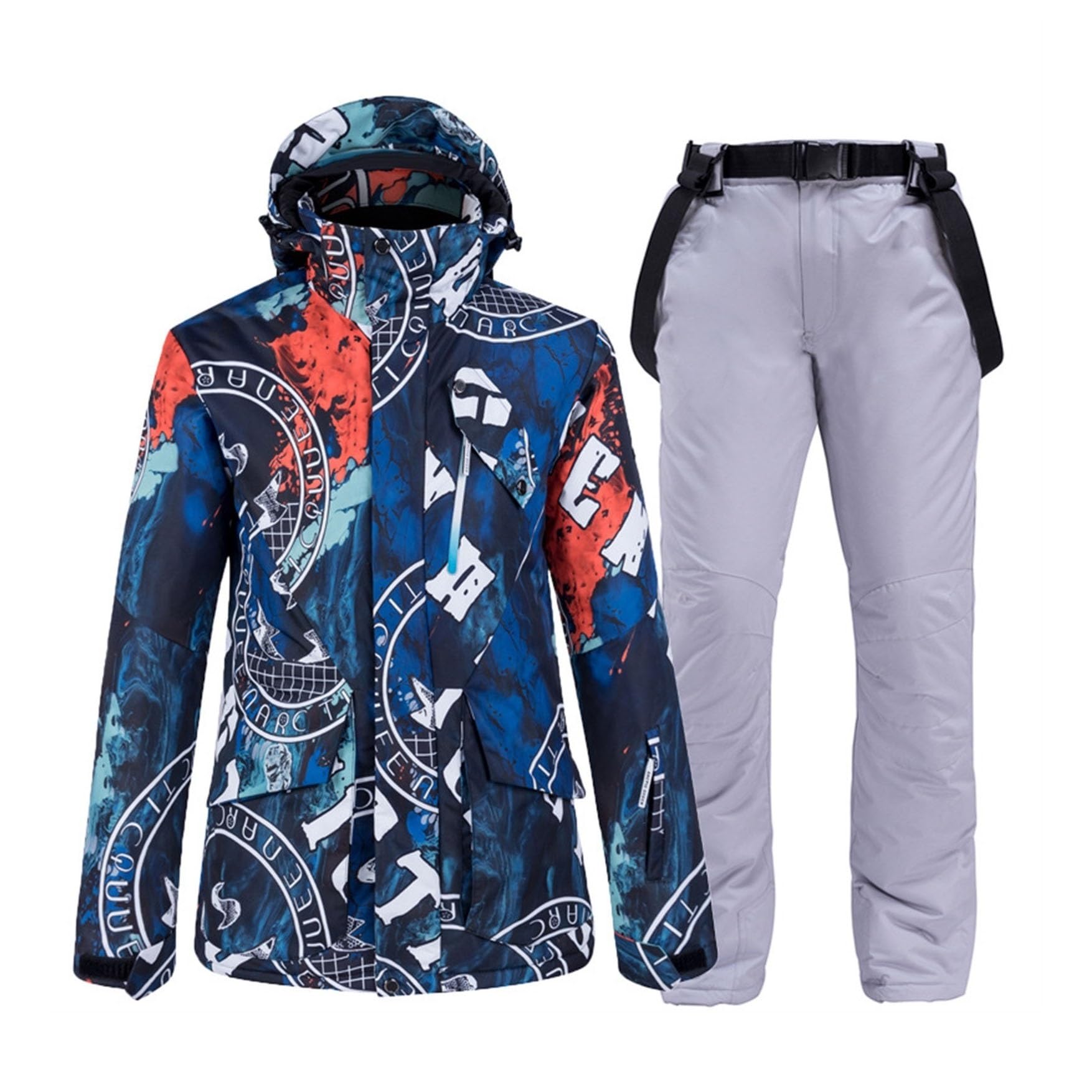 Ensemble De Combinaisons De Ski D'hiver Pour Hommes, Ensemble De Pantalons De Neige De Veste De Ski Imperméable Coupe-vent Résistant À L'usure, Costumes De Ski À Capuche À La Mode