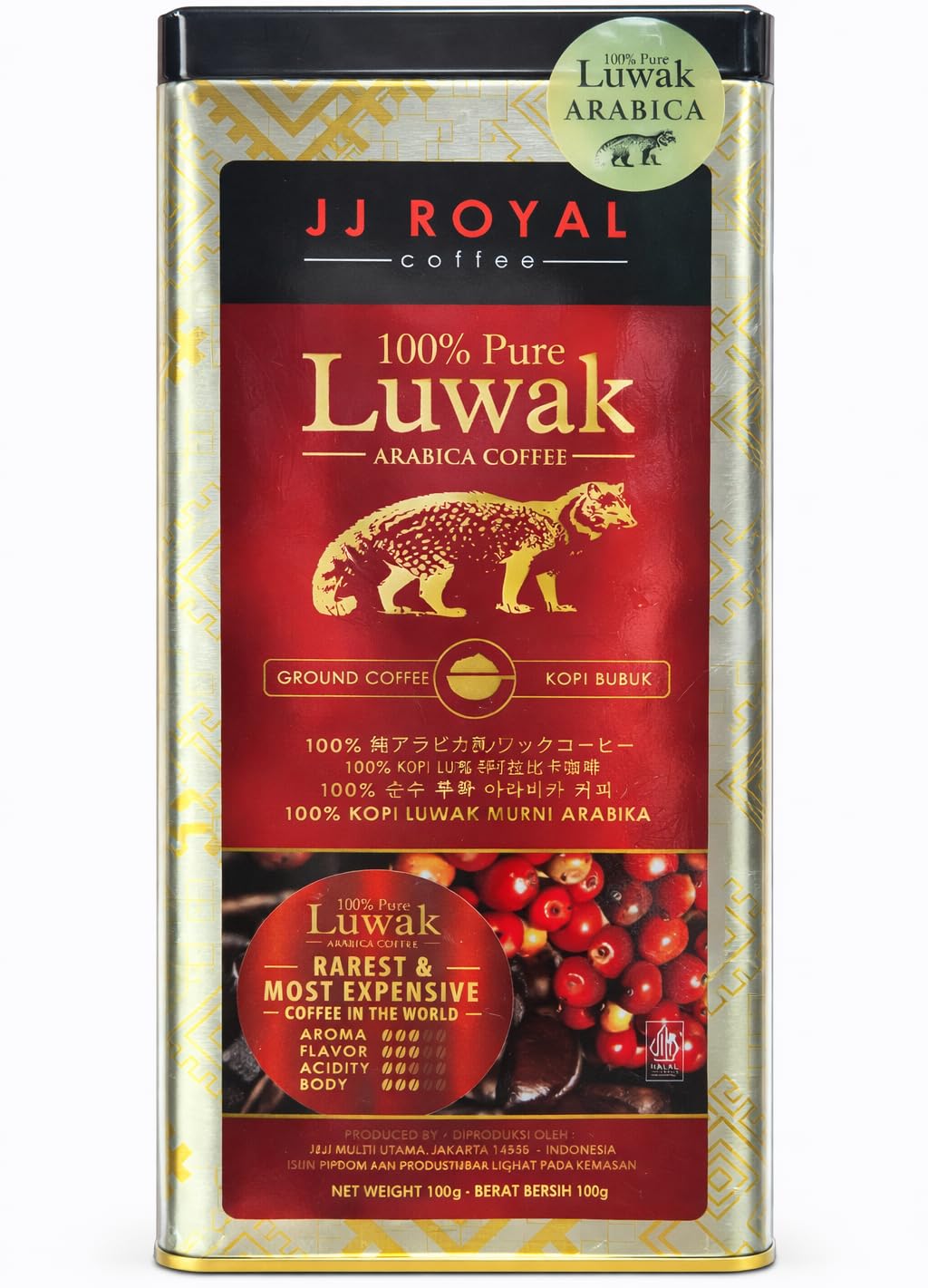 Kopi Luwak 100% Pure Luwak Arabica Ground Coffee (100g) Tin By COUGAR, Premium Indonesian Kopi Luwak Medium Roast, Rich Aroma Smooth Flavor, Gourmet Ground Coffee for French Press Drip Coffee Maker & Turbuk Brewing, Luxury Coffee Gift Tin - (Imported-INDONESIA)-image-37