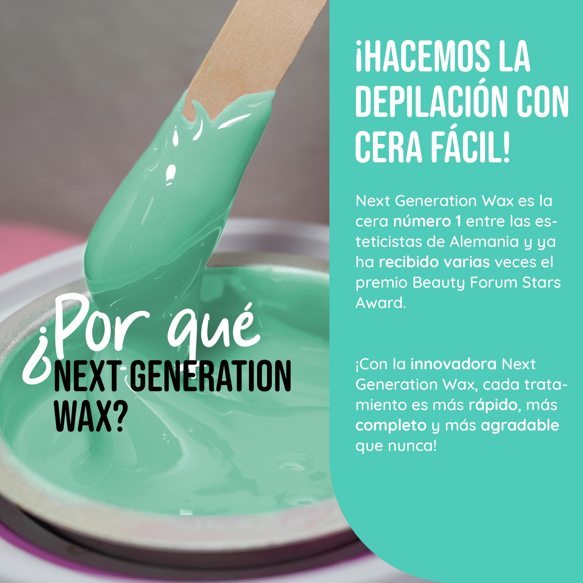 Next Generation Wax Aloe Vera - Perlas de cera (800 g, adecuadas para pieles sensibles, cera vegana sin tiras de fieltro a partir de 1 mm de longitud de cabello)
