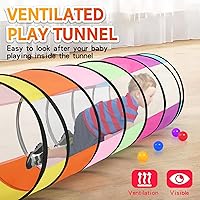 Vista 5 de Colorido túnel de juego para bebés con 2 lados de malla, túnel de gateo para niños, túnel desplegable para niños, túnel de gato para perros