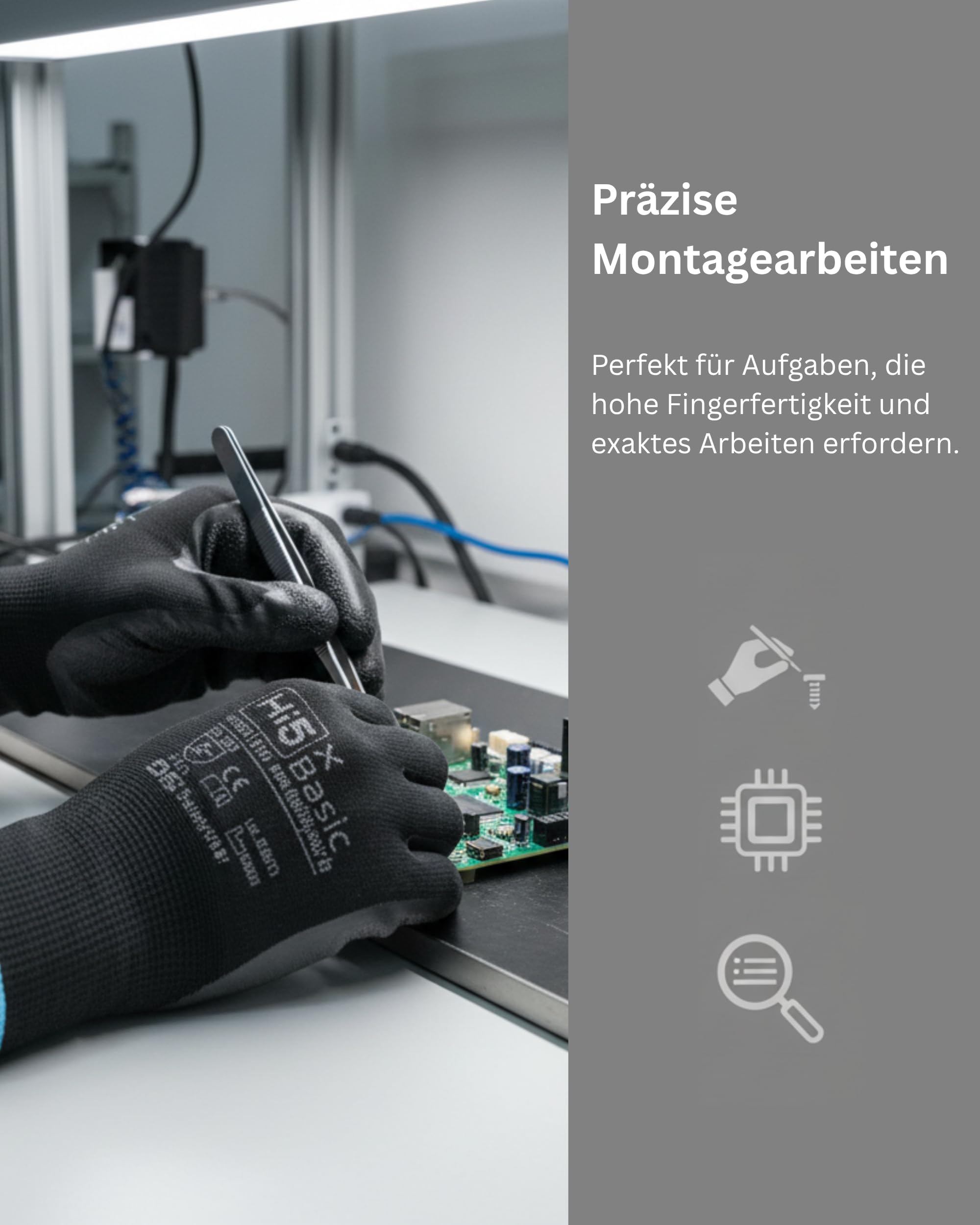 Hi5 X-Basic Arbeitshandschuhe – 10G Polyester – Latex Crinkle Beschichtung – starker Grip & flexibel – EN 388:3141X – schwarz (M, 120, stück)