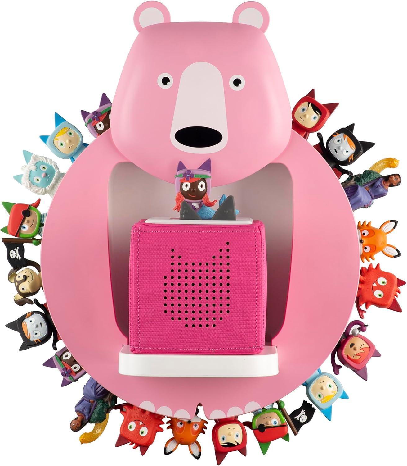 TonieBox Storage,Tonies Storage Shelf,Creative Bear Design Children's Magnetic Tonies Shelf,30-40pcs Tonies Figures Floating Shelf for Tonies Figures Display (Pink).