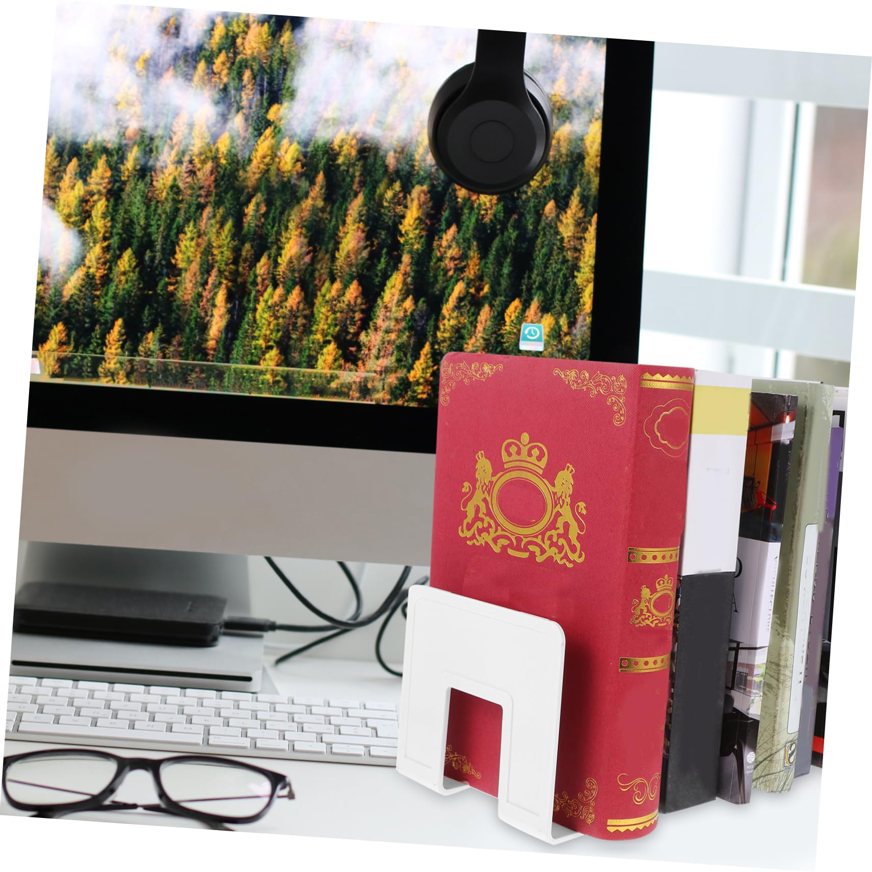 Veemoon 2 Pezzi Organizzatore Libri Multifunzionale Decorativo per Documenti e Libri per Ufficio e Studio Design Elegante per Scrivania con Scomparti