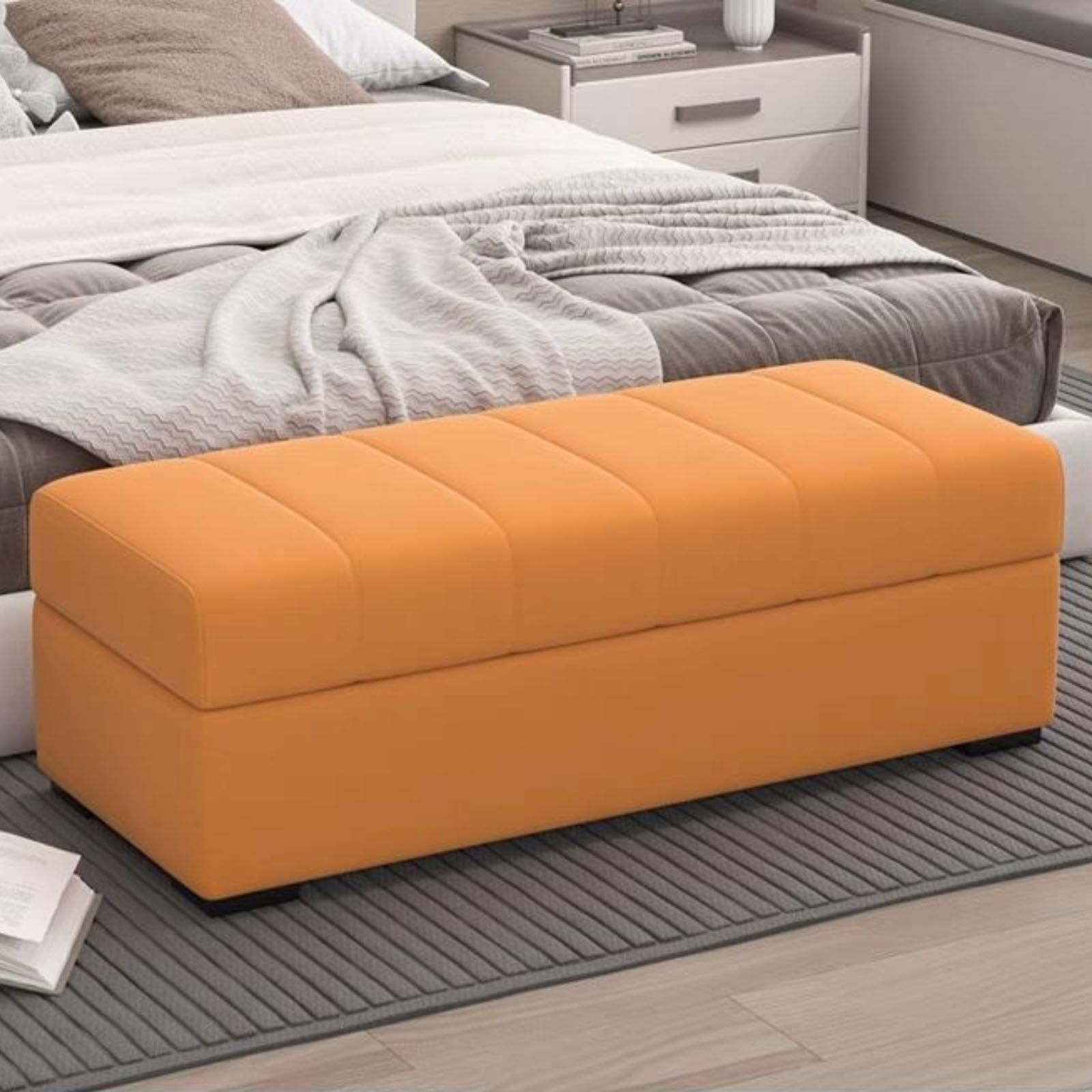 Tabouret de canapé Moderne repose-pieds rectangulaire et boîte de rangement pour salon modulable