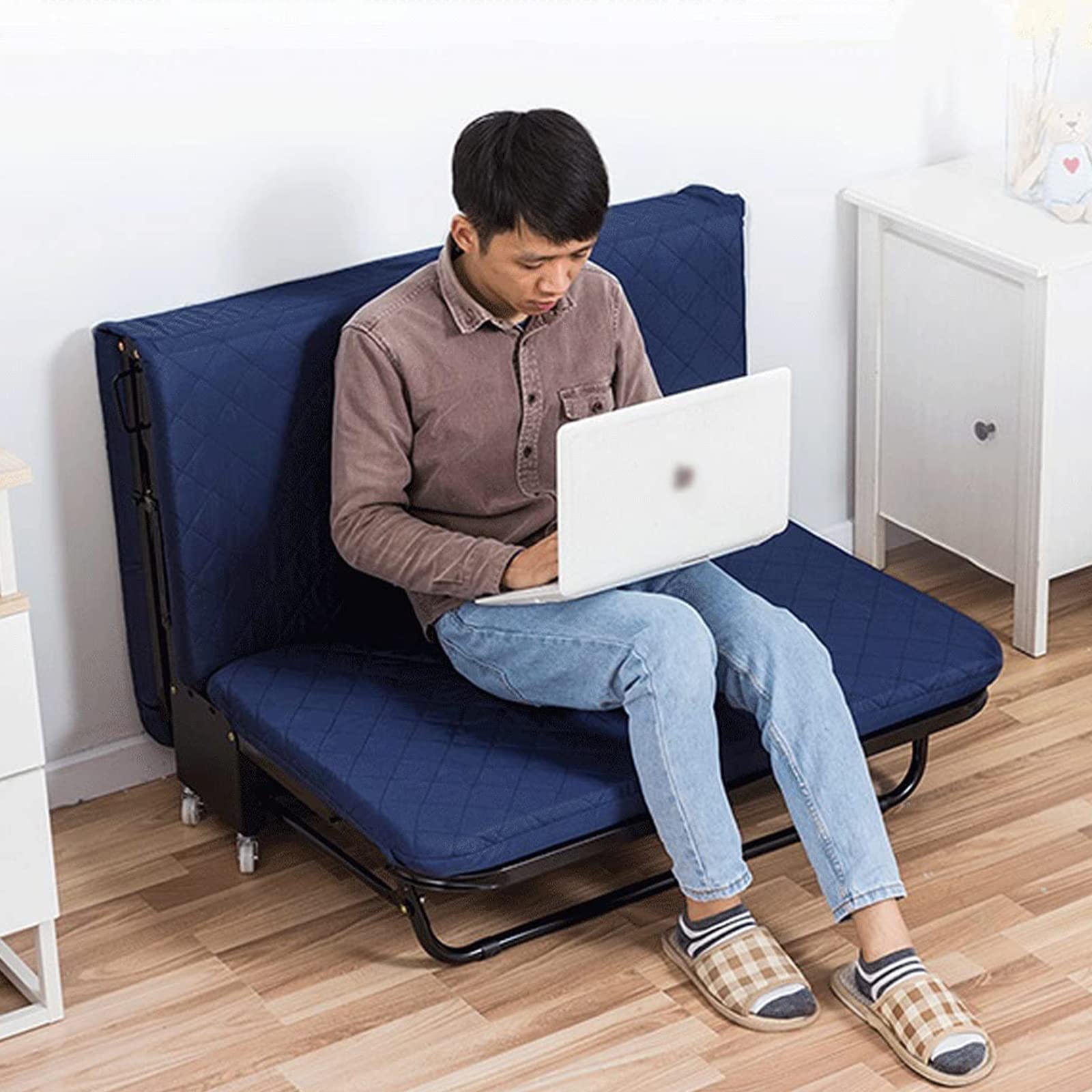 Letto da Campeggio Lettino da Campeggio Pieghevole per Adulti per impieghi gravosi, 35"Letto da Letto Portatile Robusto Extra Largo per Uso Ufficio da Campeggio Pieghevole