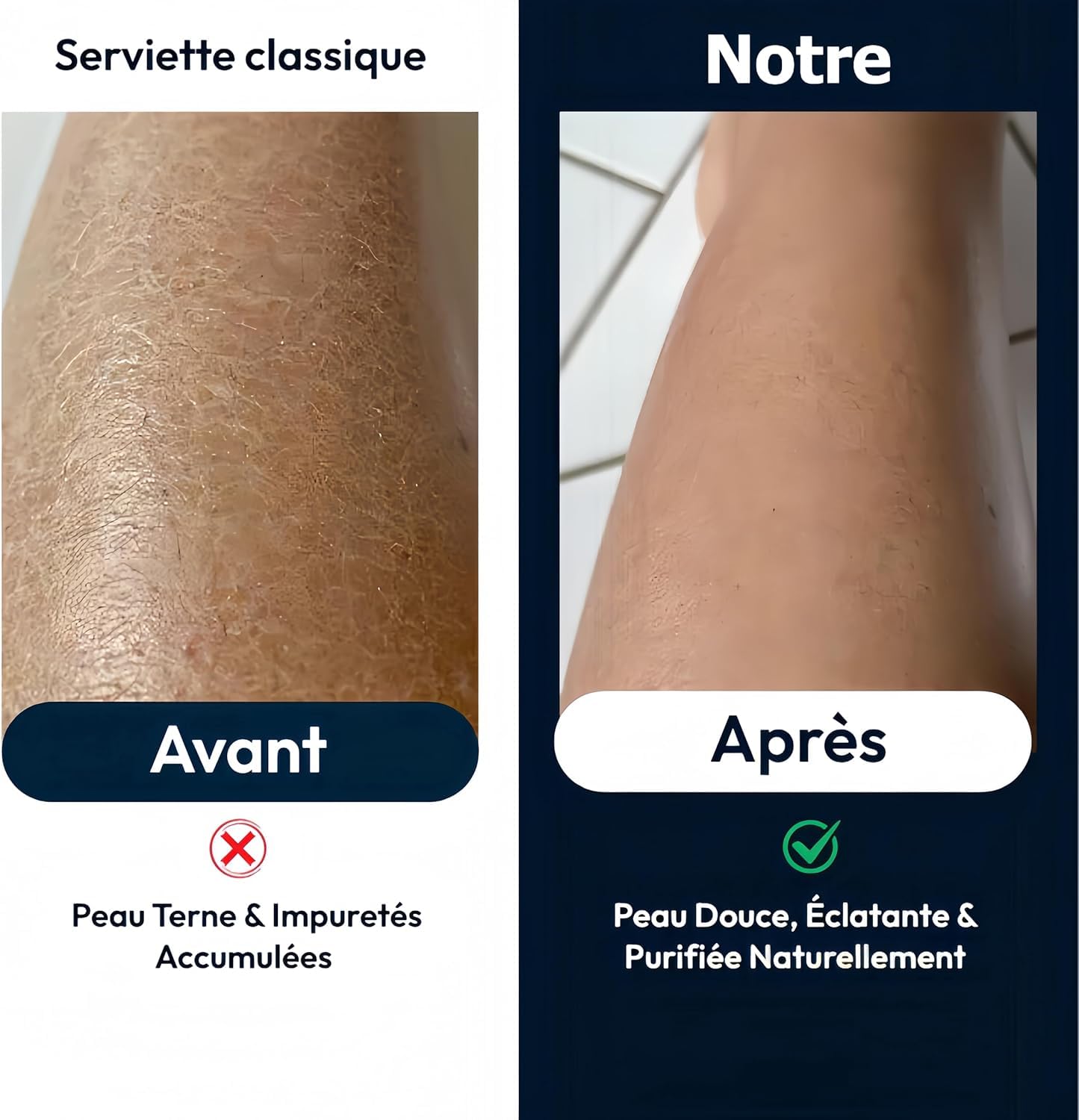 Serviette De Douche Exfoliante Ecovia™Gant de Gommage en Fibre de Bambou et Charbon Ecovia - Serviette de Douche Exfoliante Naturelle pour Exfoliation Douce du Corps (3 Pcs,Rayure noire)