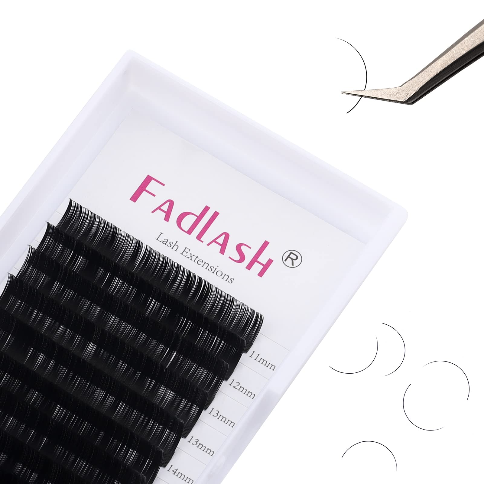 FADLASH Classic Individual Lash Extensions, Black, Matte, Multi-Length (8-25mm), Multi-Curl (J/B/C/CC/D/DD/LC/LD), Professional Salon Use