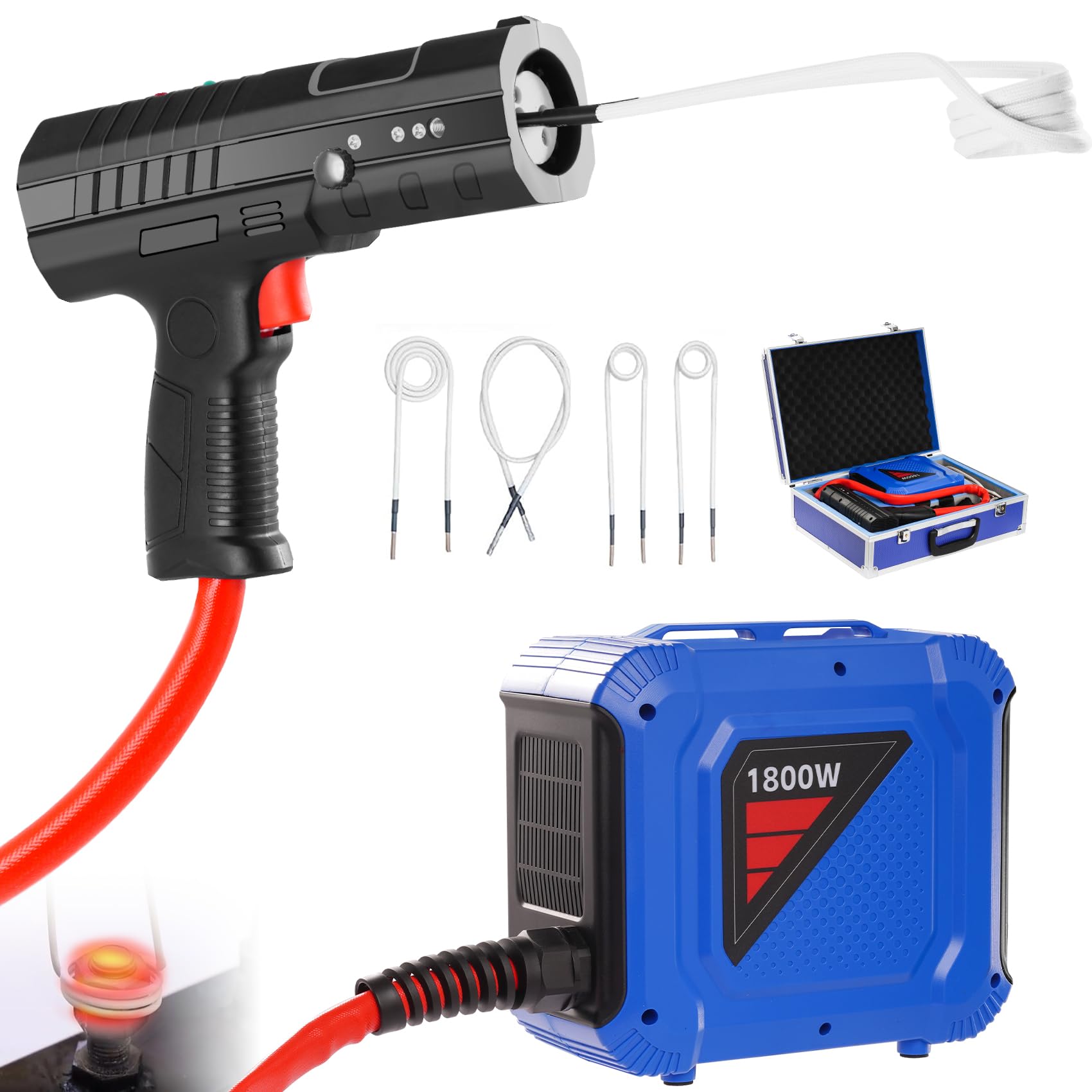 Magnetic Induction Heater Kit, 1800W Induction Heating Bolt Removal, Lightweight Induction Bolt Buster for Rusty Screw Removal with 4 Coils And
