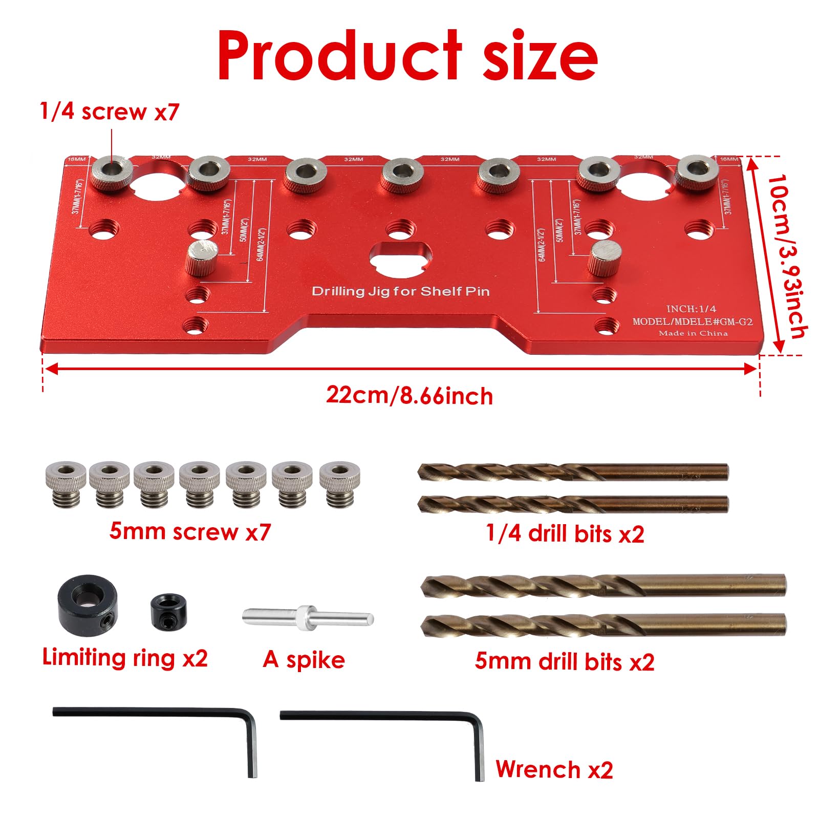 Shelf Pin Jig, 1/4 Inch 5mm Aluminum Alloy Shelf Pin Drilling Guide, Precise Cabinet Mounting Template Jig - Image 3