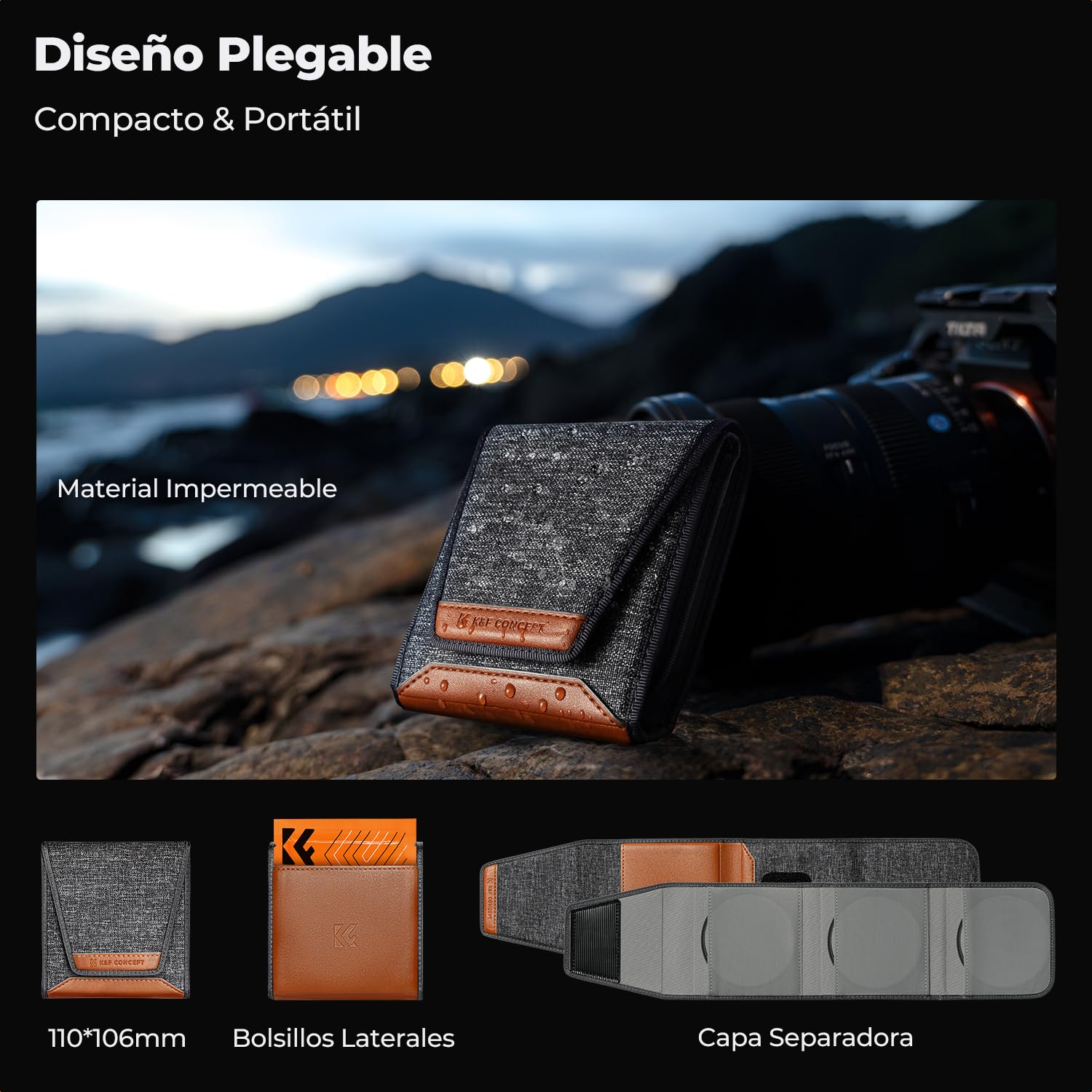 K&F CONCEPT Nano-Klear 58mm Kit de Filtro MCUV + Polarizador CPL + ND4 | Filtro de Protección + Filter Polarizador CPL + ND4 con Estuche 3 Paños de Limpieza - FS302