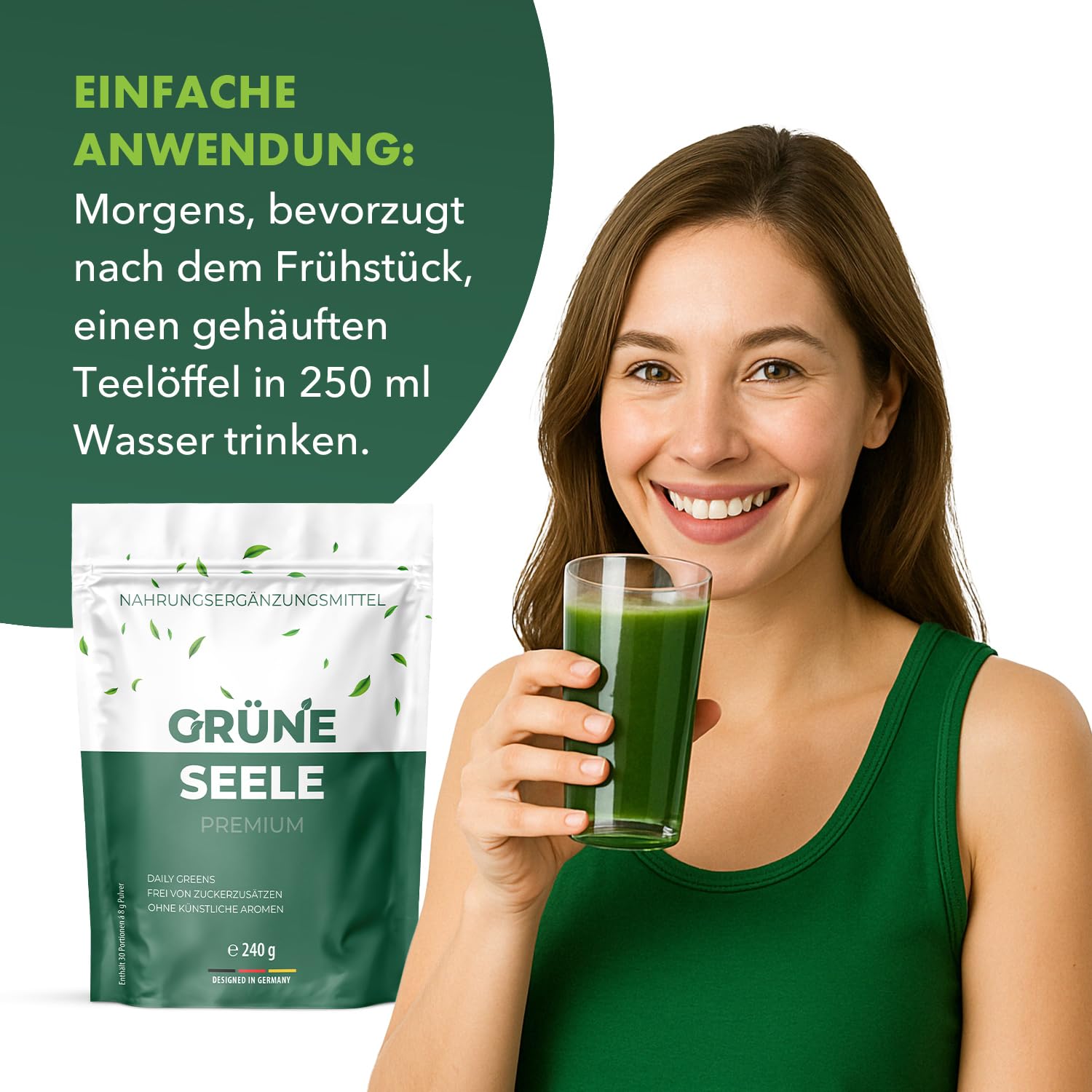 Grüne Seele Premium Pulver | Für Ihree körperliche Balance | Premium Qualität | 240g Inhalt