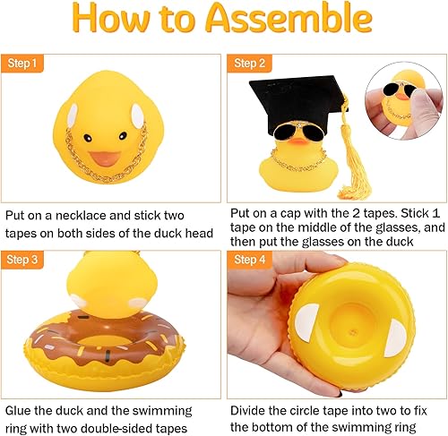 Miniatura 3 de wonuu Anillo de natación de goma con mini sombrero de gafas de diamante, collar para decoración de tablero de autos, accesorios de automóvil, adorno