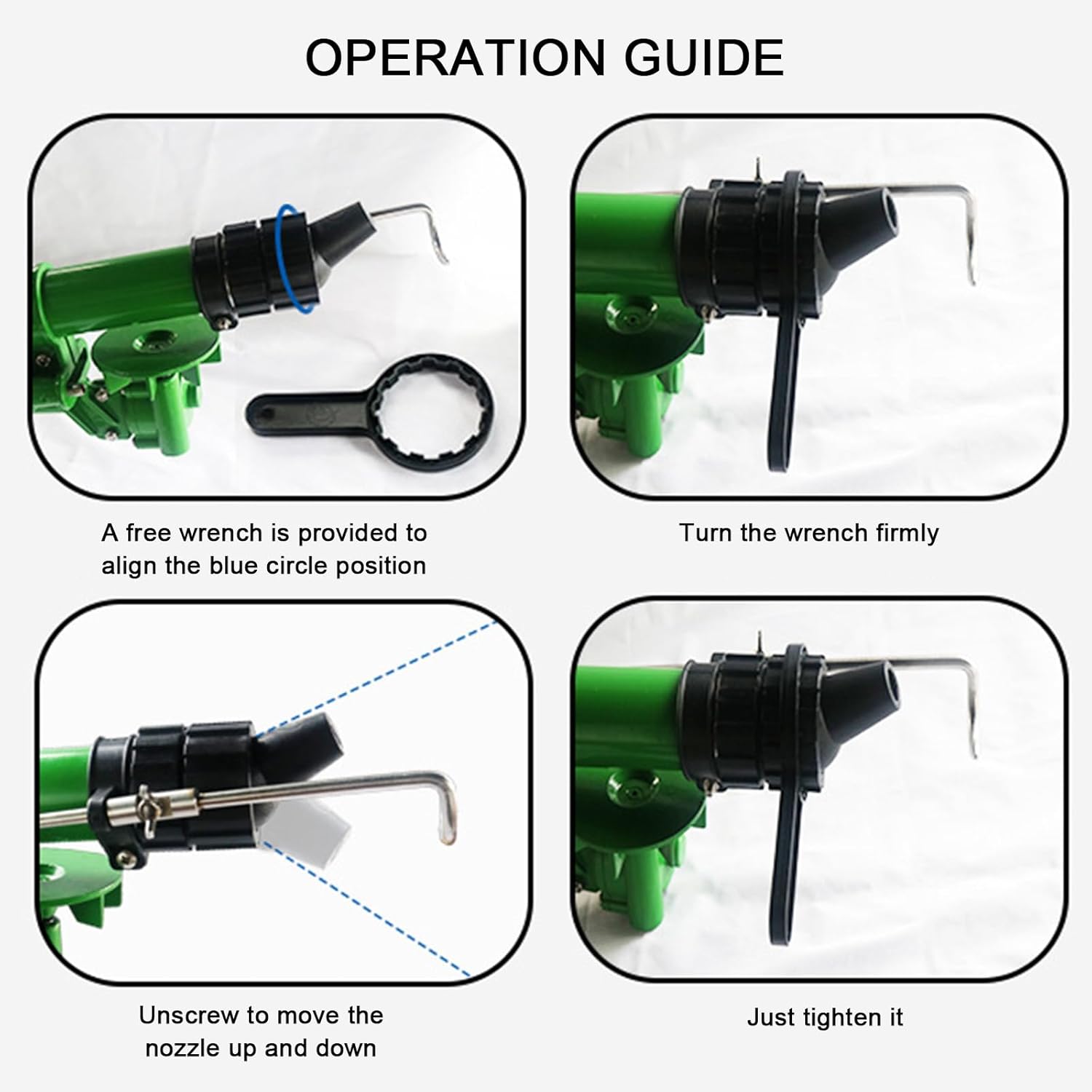 2" Farm Irrigation Sprinkler, Impulse Impact Sprinkler with Replacement Nozzle & 1.2M Rack 360° Large-Area Watering Spray