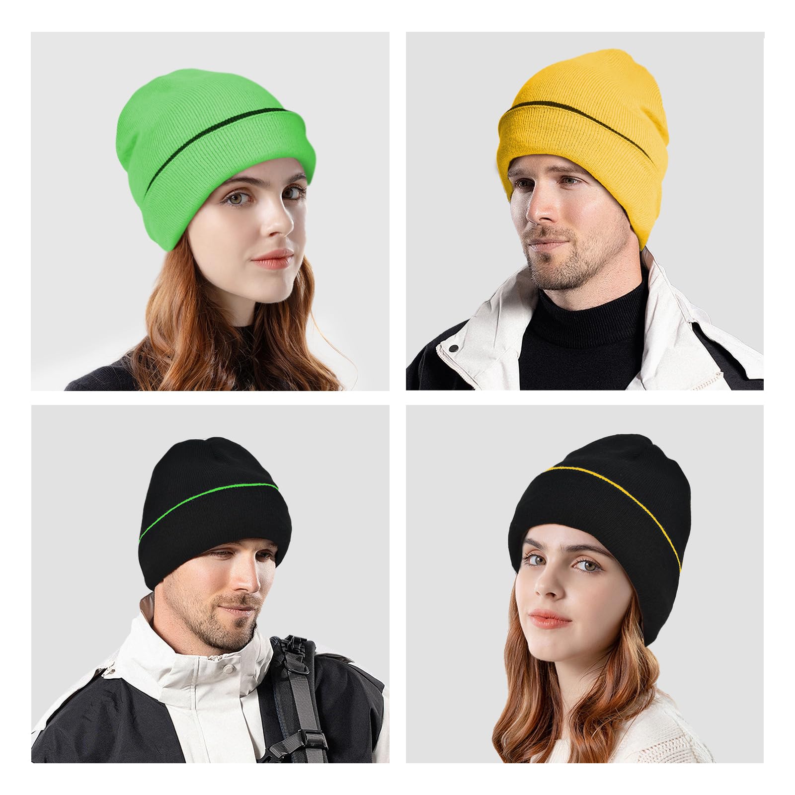 ZOORON 1Pack Unisex Reversible Beanie for Men Women Men's Warm Winter Hats Knit Cuff Beanie Cap,Reversible Double-Side-Wear