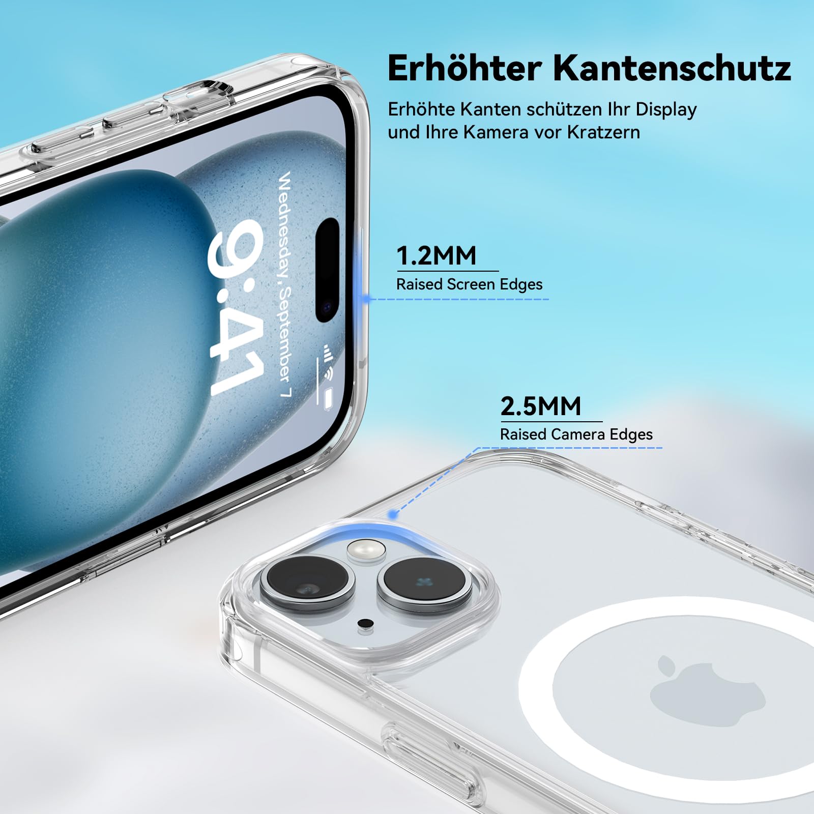 Opkiegrn Cover Magnetica iPhone 13/14 / 15 / 16e, Compatibile con MagSafe, Protezione Antiurto di Livello Militare, Custodia Traslucida Acrilico Posteriore Protettiva Sottile Case, Transparente