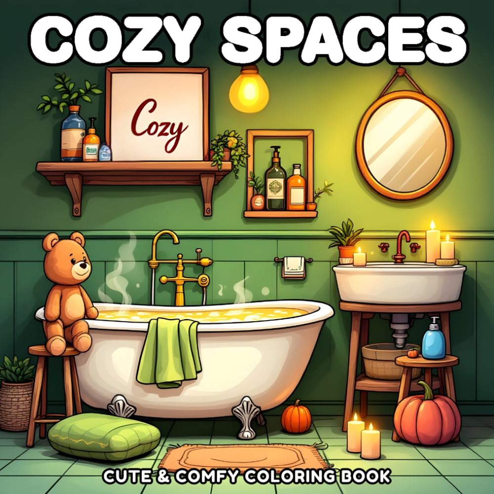 Cozy Spaces Coloring Book: Cute & Comfy for Adults and Teens, Find Calm and Color 50 Cozy Retreats for Relaxation and Creativity