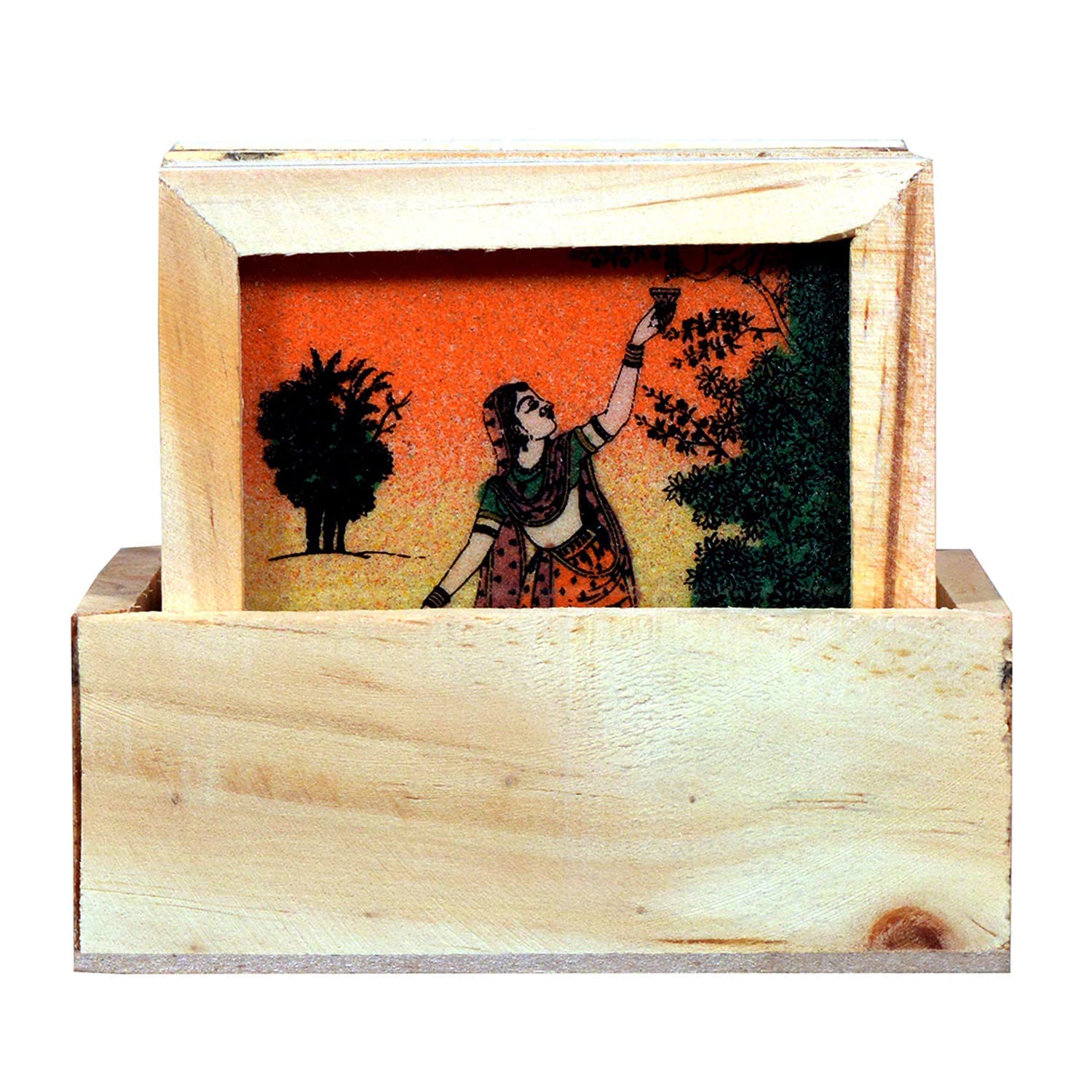 PGS Gemstone Painting Tea Coffee Coaster Set - Handicrafts | Home Decor | Home Decorative Items in Living Room, Bedroom| Showpiece| Utility