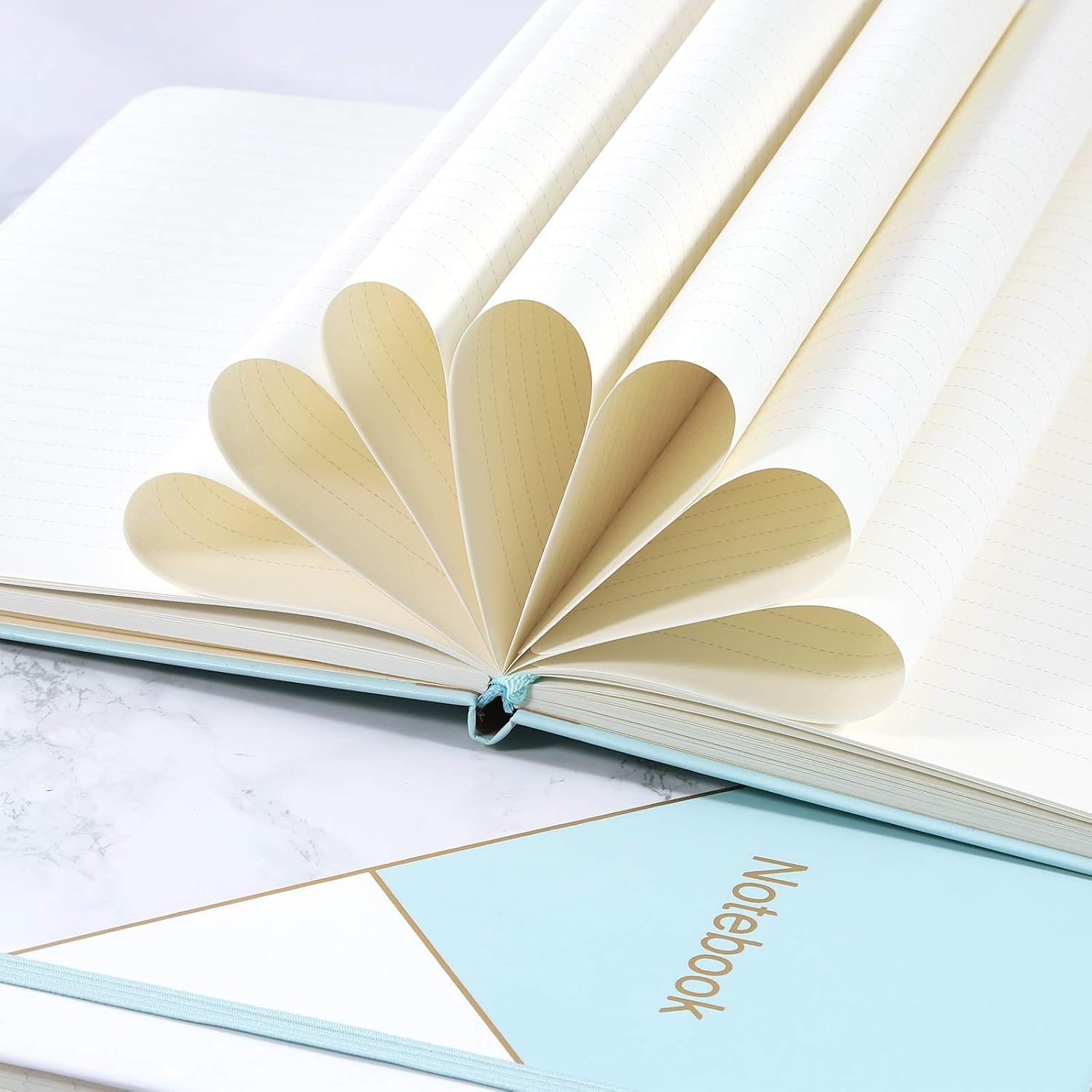 Journal/Ruled Notebook - Ruled Journal with Thick Paper, 5.5" x 8.25", Hardcover with Back Pocket + Bookmark + Round Corner Paper + Banded - Blue Marble