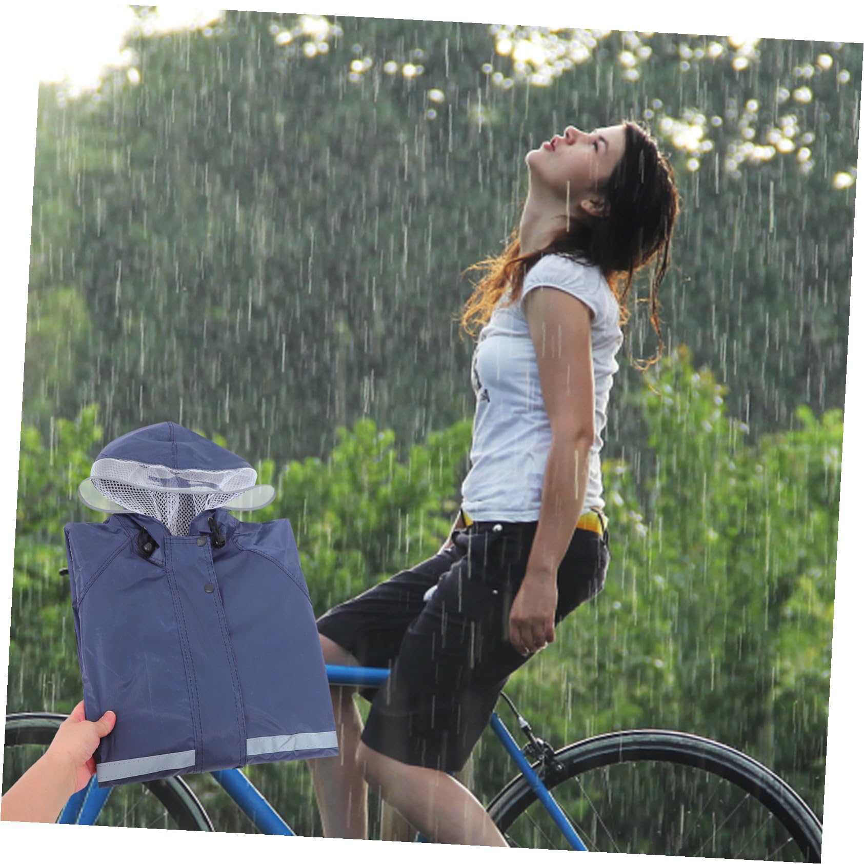 Regenbekleidung mit Kapuze für Erwachsene Wasserdichte Zweiteilige Regenkombi aus Reflektierendem Material für Motorradfahrer und Outdoor-aktivitäten