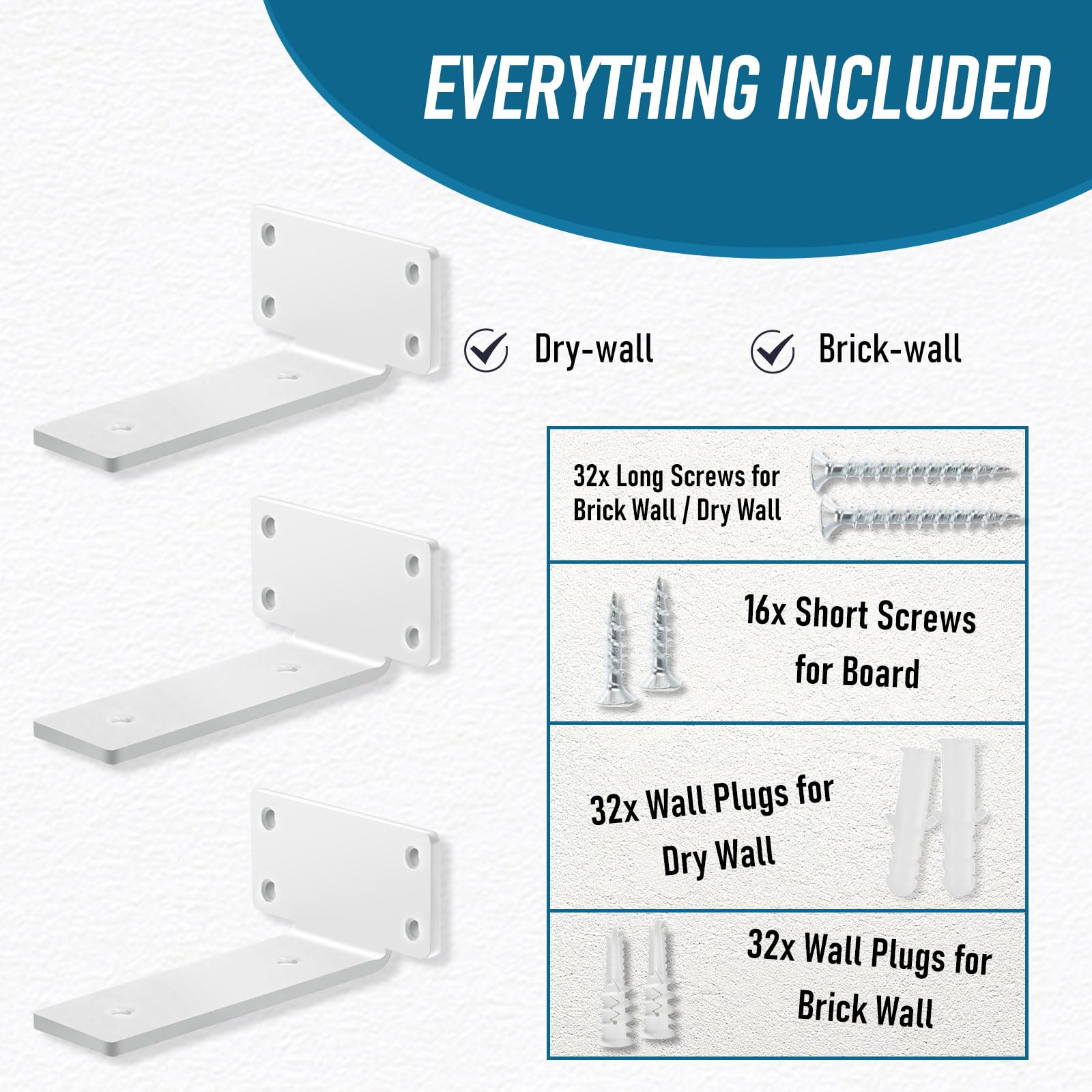 8 Pack Floating Shelf Brackets 15cm, Heavy Duty Metal L Shelf Brackets - Image 4