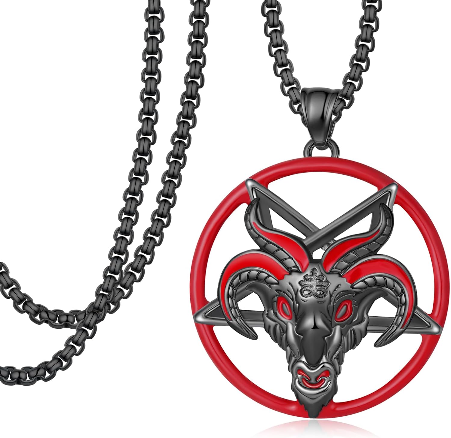 Satanic Necklace 925 Sterling Silver Satan Baphomet Necklace Men Gothic Pentagram Satanic Jewelry for Women