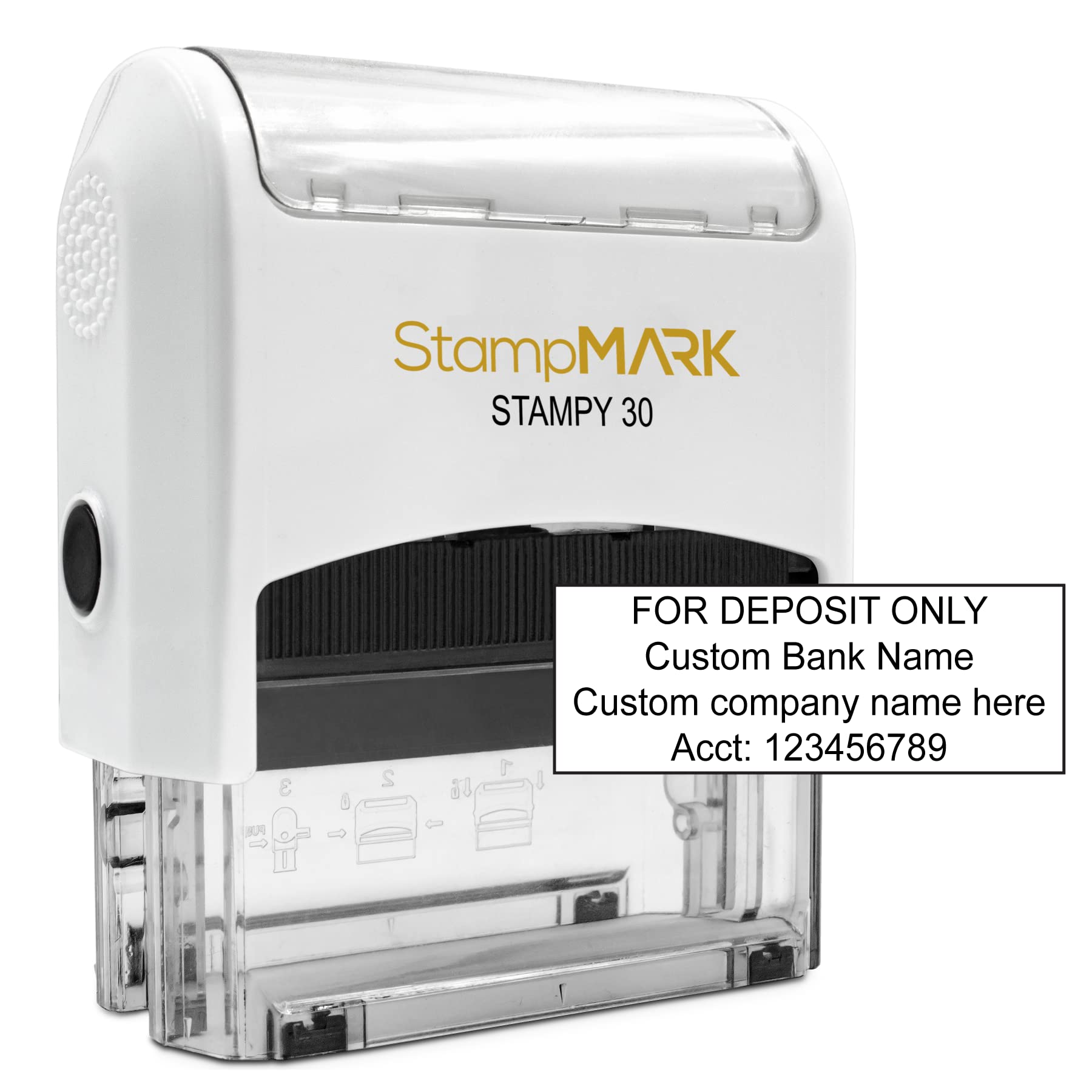 for Deposit Only Customized Office Self Inking Stamp - 4-Lines - Medium - Choose from 15 Ink Colors