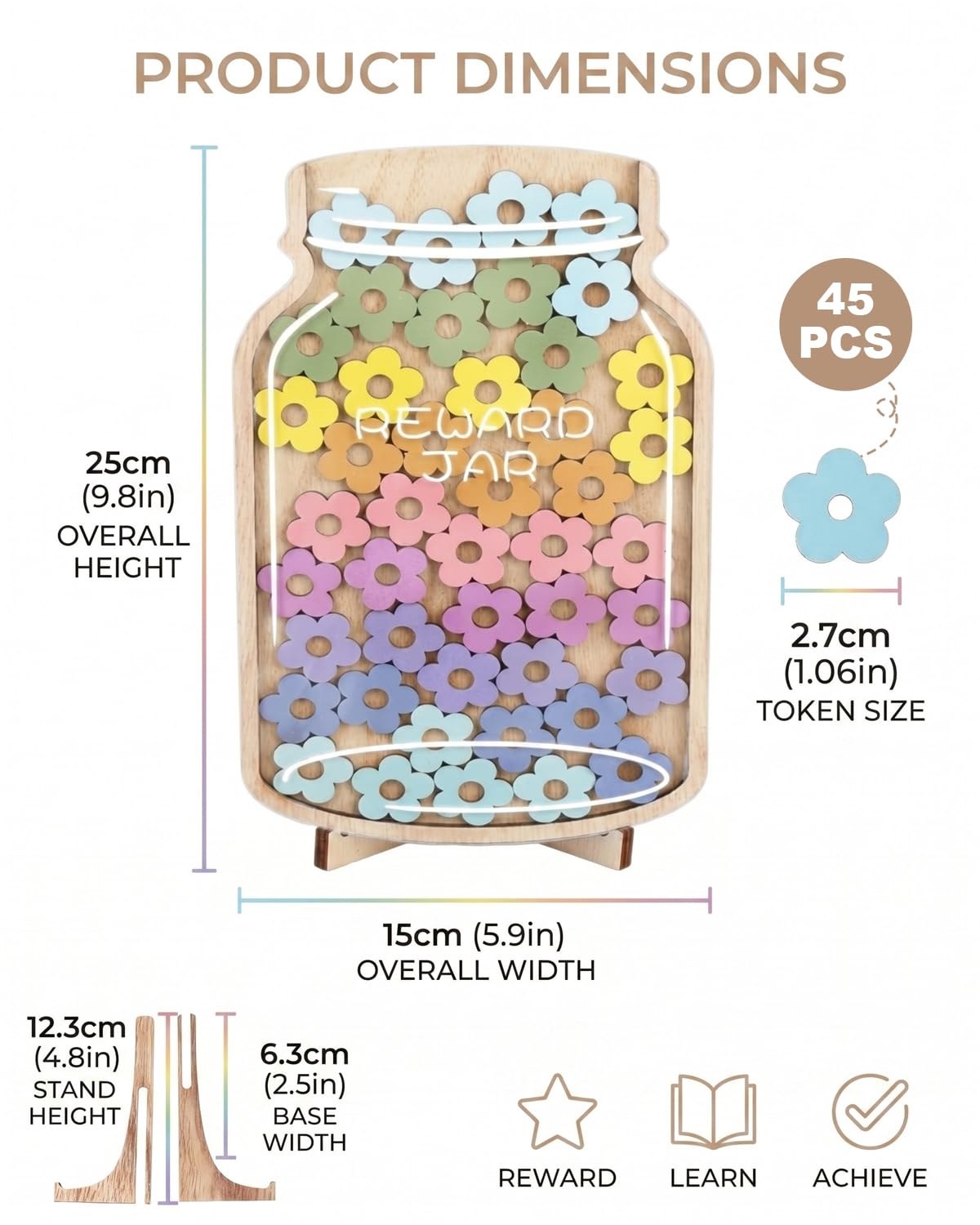 Barattolo Ricompense Bambini con 45 Fiori e Supporto, Sistema Motivazionale Visuale per Gestione Comportamento e Token Economy Educativo, Incoraggia Buone Abitudini