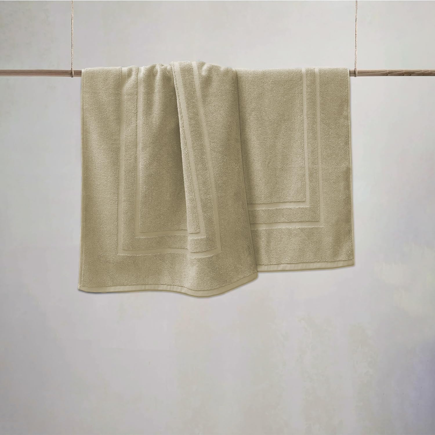 Feather & Stitch - Tappeto da bagno in lino, 2 pezzi, 100% cotone, ultra morbido, per doccia, camera da letto, soggiorno, cucina, assorbenti d'acqua, asciugatura rapida e spessi tappetini